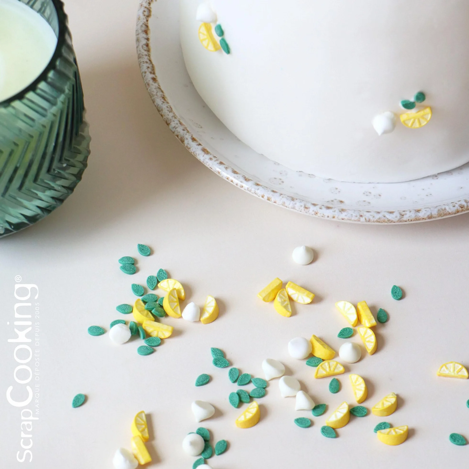 ScrapCooking - Décors Sucrés Citrons & Meringues 30 g - Décorations Alimentaires Pâtisserie - Sprinkles Sucrés Comestibles - Pour Desserts, Gâteaux, Tartes, Bûches - 7488
