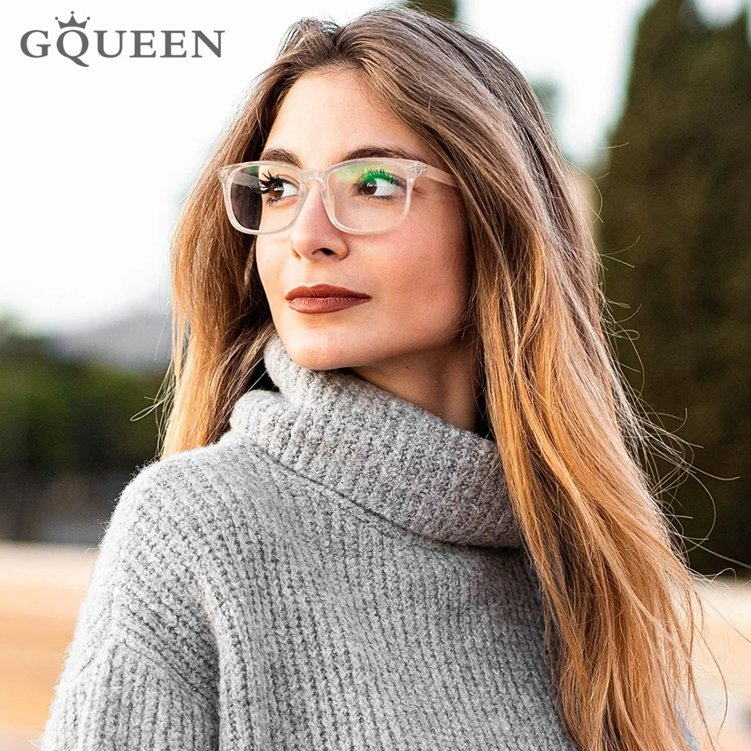Lunettes de Vue Vintage Grand Carré Monture Surdimensionné Femme Homme Transparente
