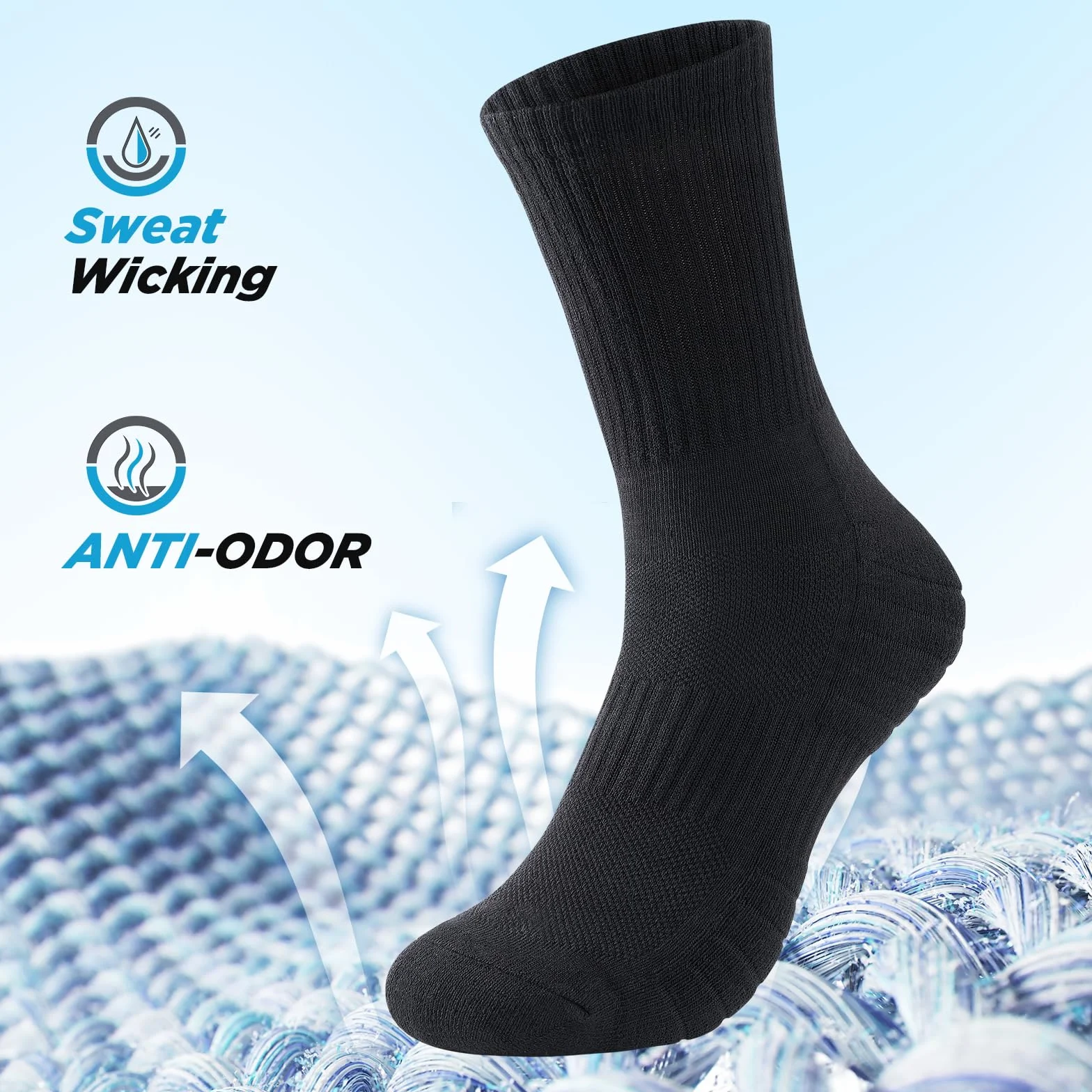 TANSTC Chaussettes Homme 6 Paires Antidérapantes Respirantes Randonnée Hiver 43-46 39-42 35-38 47-50