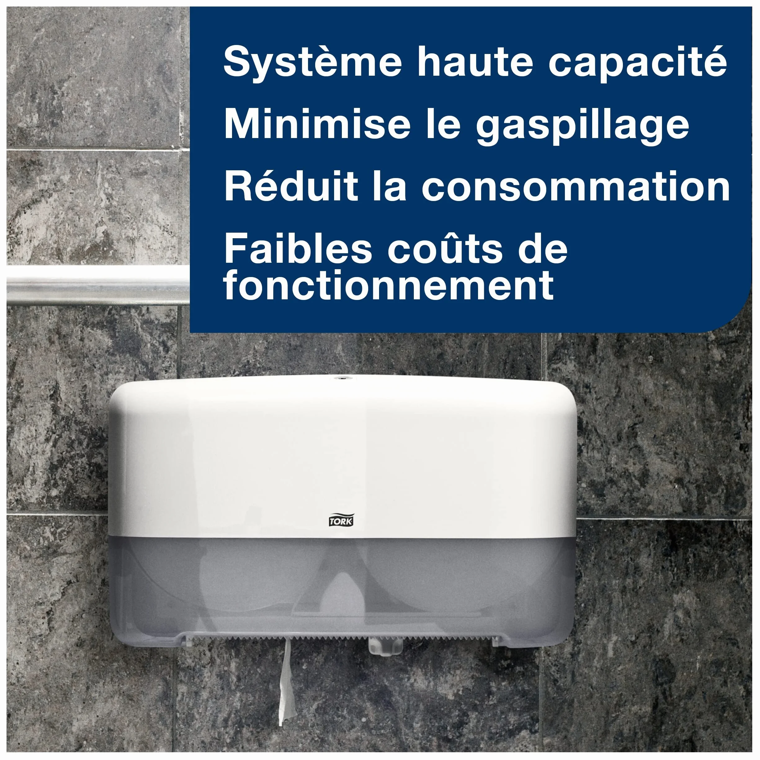 Tork 120280 Papier toilette Mini Jumbo Advanced - Blanc - 2 plis - lot de 12 rouleaux - 12 x 850 feuilles