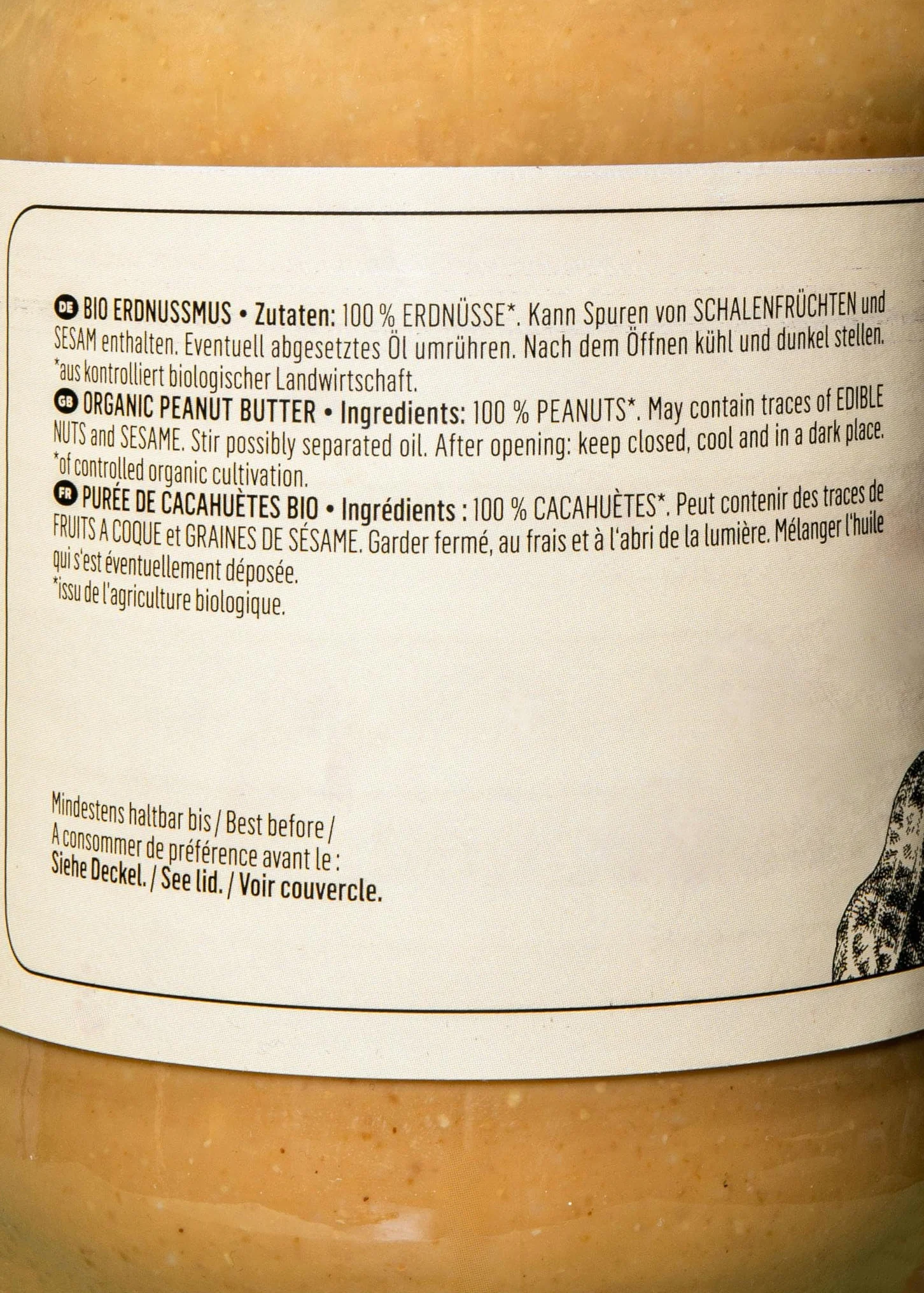 KoRo - Beurre de cacahuètes crunchy bio 6 x 500 g - Purée de cacahuètes 100% naturelle avec morceaux - Riche en protéines et en fibres - Sans sel ni sucre ajouté