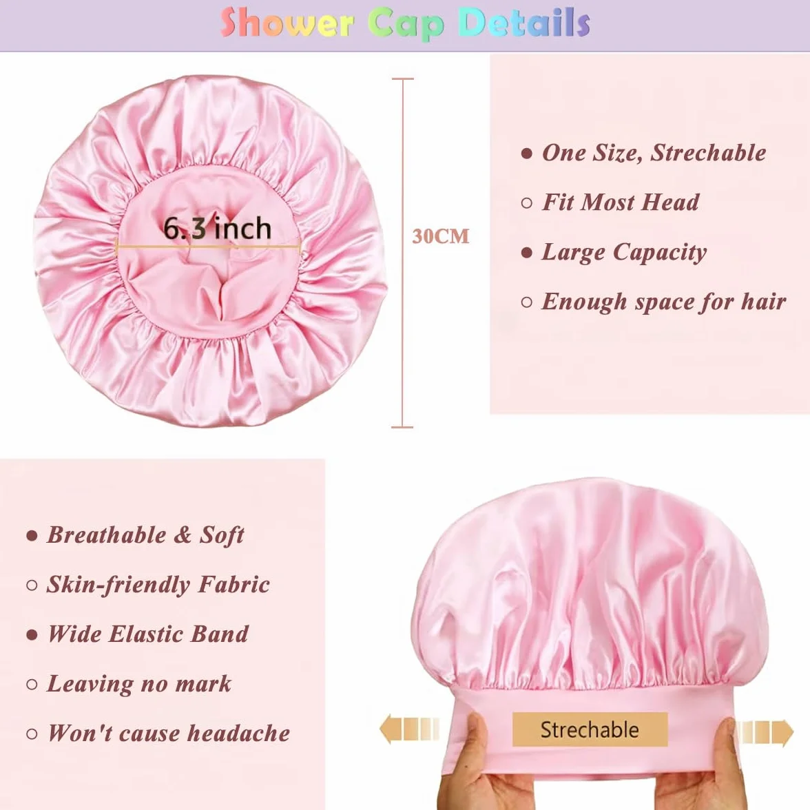 Bonnet Satin Cheveux Nuit en Soie avec Chouchous pour Femmes et Filles