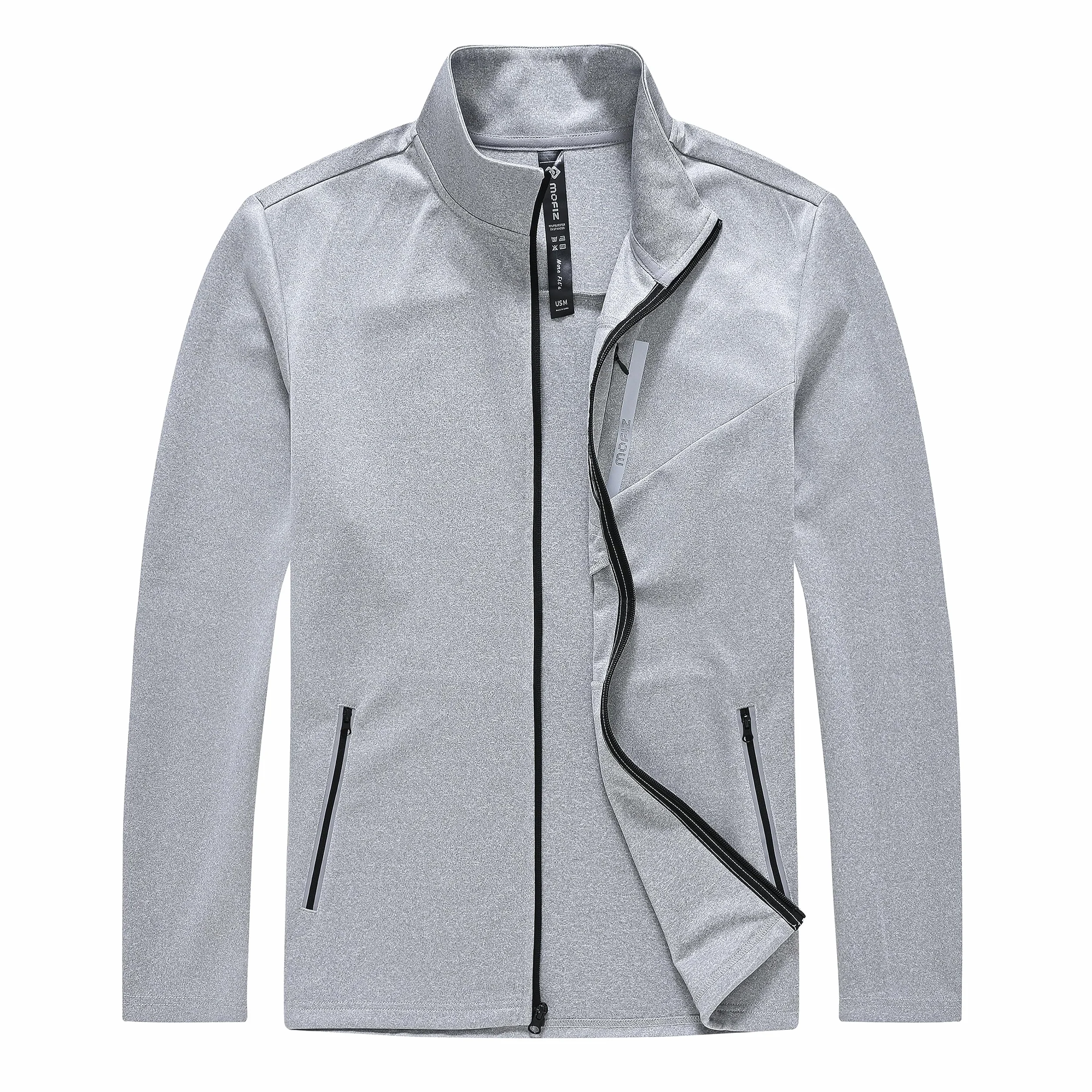 Survêtement homme manches longues couleur unie sport course fermeture éclair