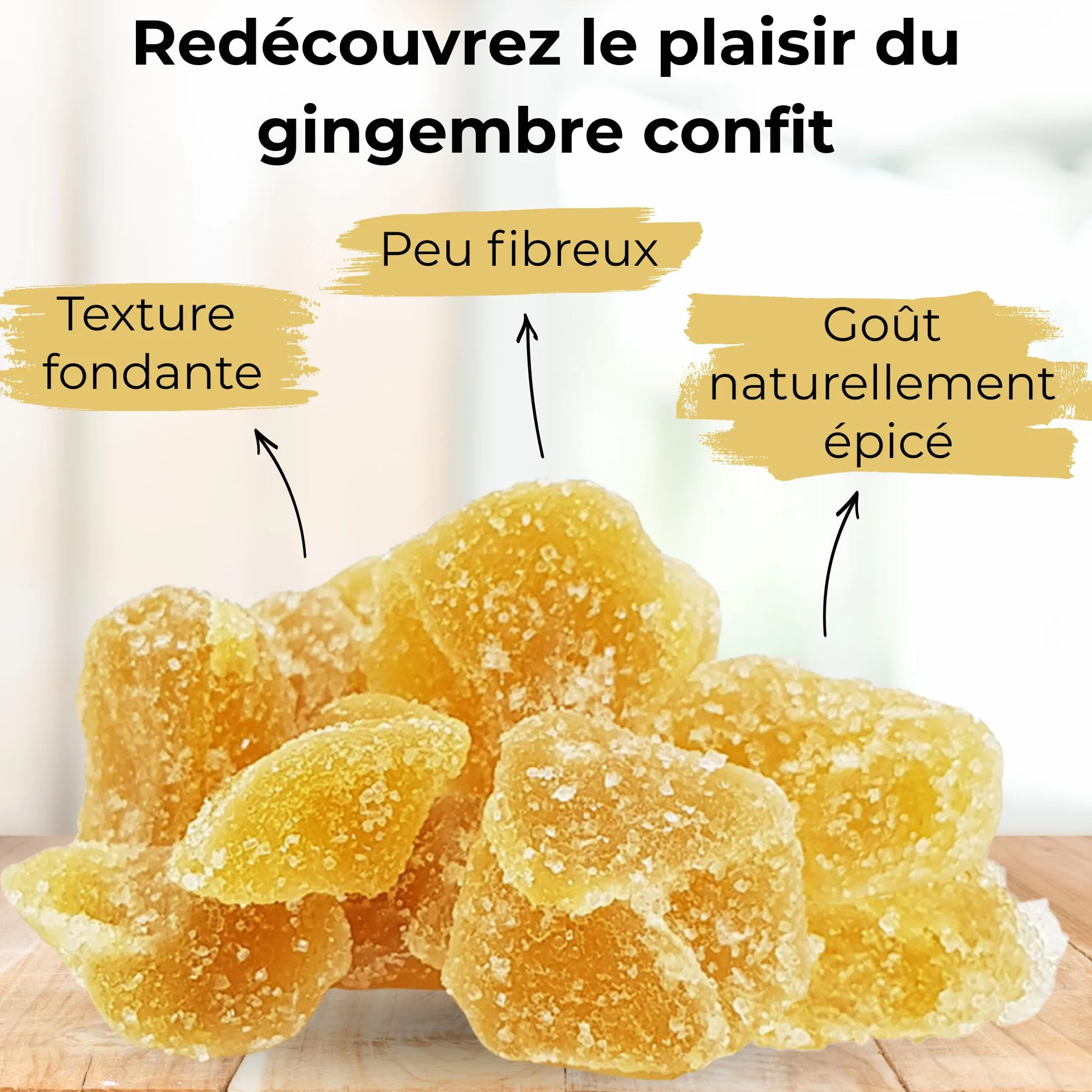 Gingembre confit BIO en cubes 1850 g – Sachet vrac – Format familial