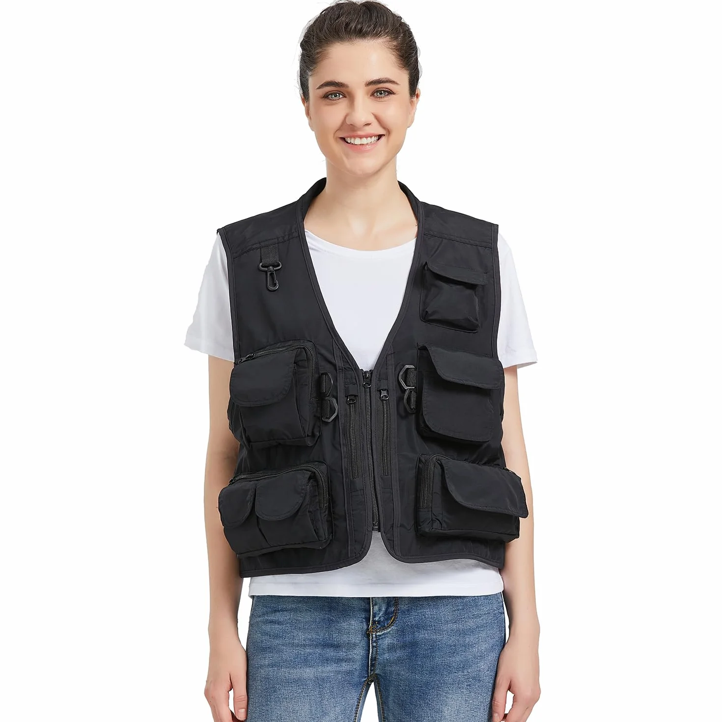 Ziker Gilet de pêche en maille respirante pour femme avec poches