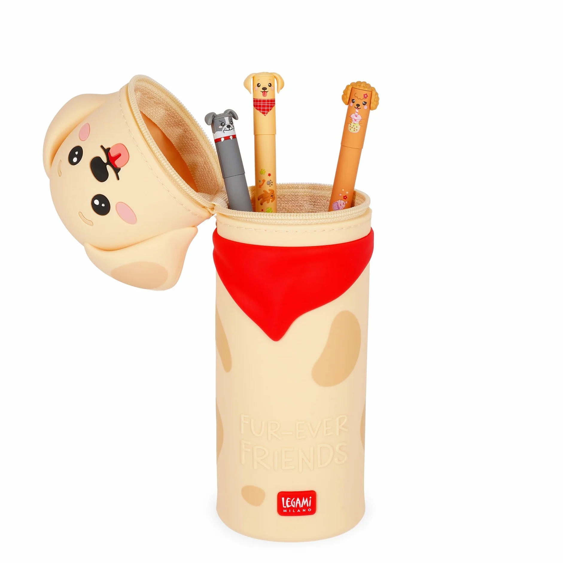 LEGAMI Kawaii Étui École 2 en 1 Silicone Souple Golden Porte-stylos Table Fermeture à Glissière