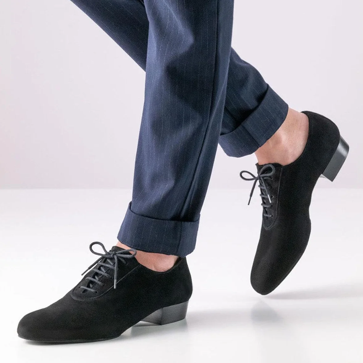 Werner Kern Pistoia Chaussures de danse homme daim noir semelle divisée talon 2,5 cm Fabriquées Italie