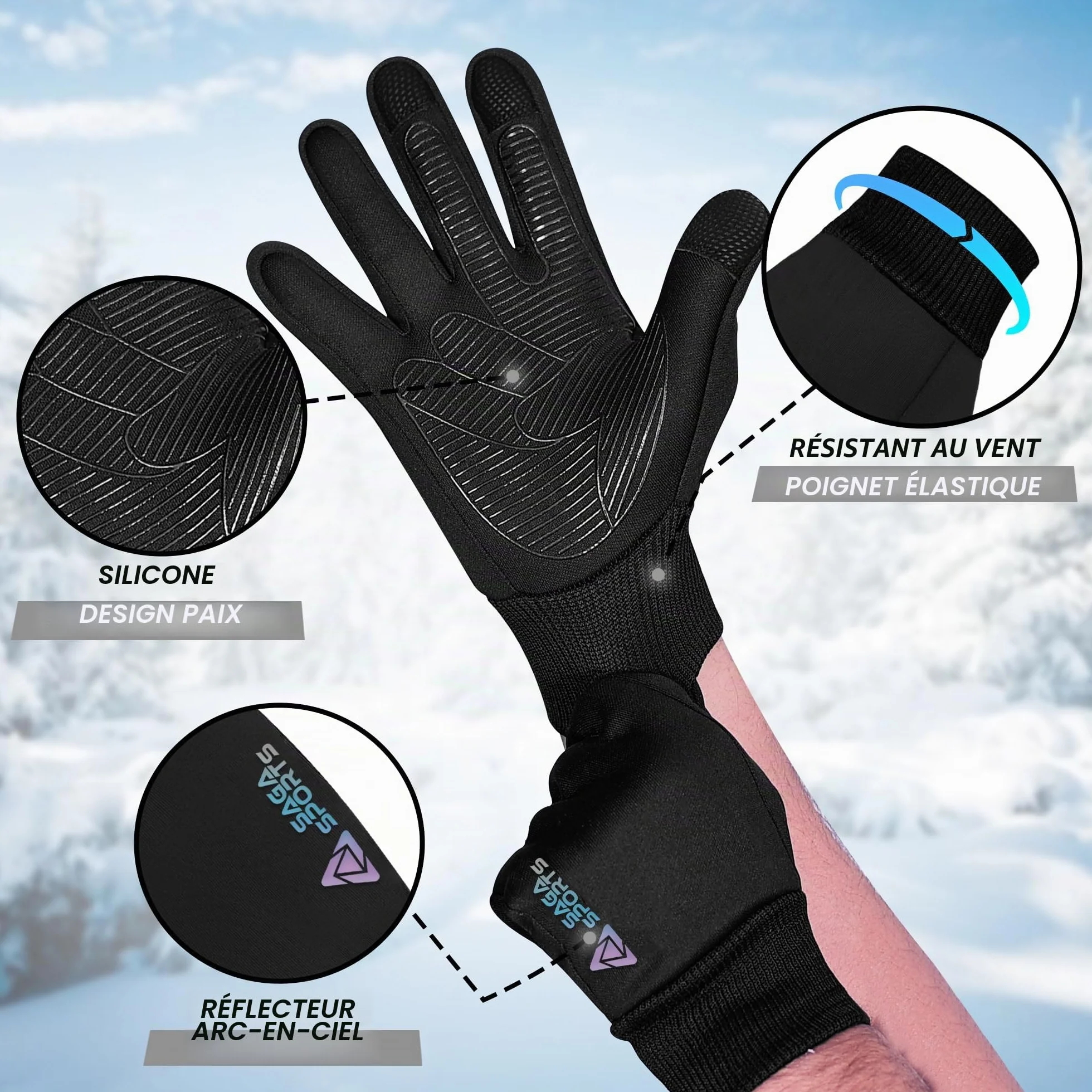 Gants Ski Enfant 5 Ans Résistants à l'Eau Tactiles Antidérapants Chauds Lavables en Machine