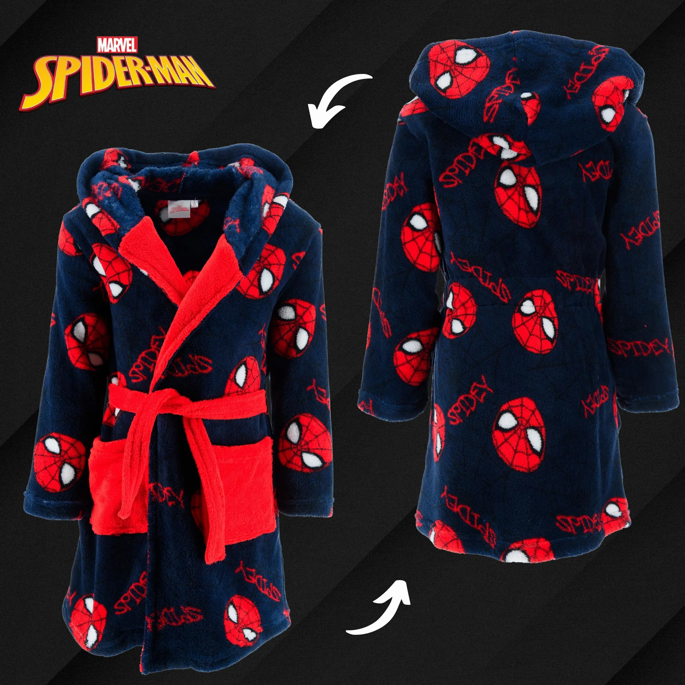 Spiderman Robe de Chambre Garçons Doux Maison Enfants Cadeau Taille 6 Ans Rouge