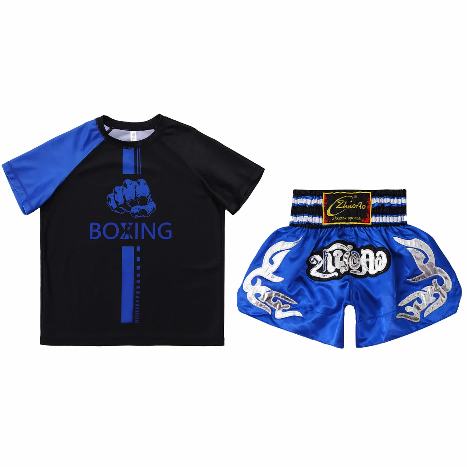 Enfant Garçon Fille T-Shirt Boxe Muay Thai Short Séchage Rapide Haut Sport Arts Martiaux 5-16 Ans