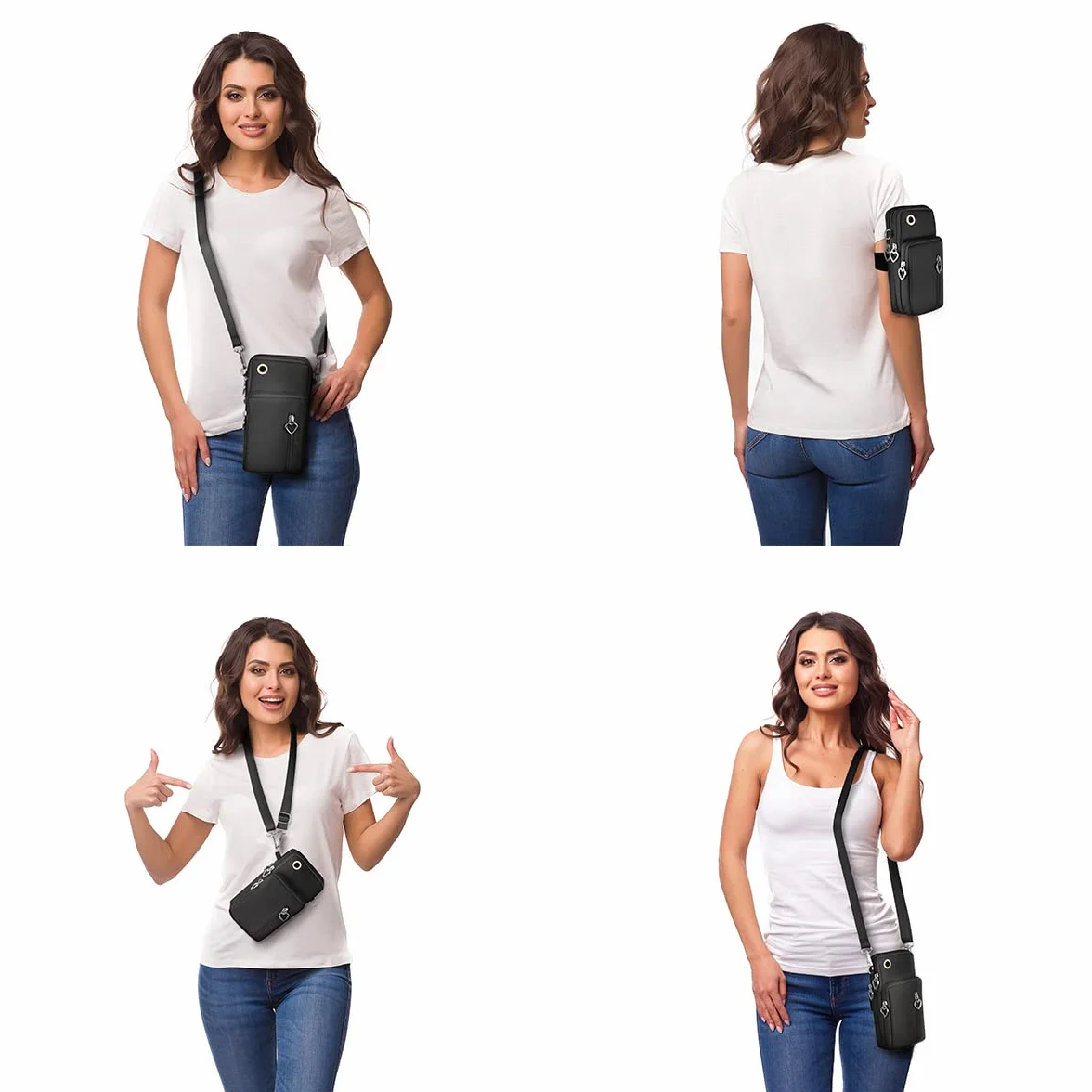Aucuu Sacoche Téléphone Portable Femme Bandoulière Réglable Oxford Tissu Crossbody Pochette 7"