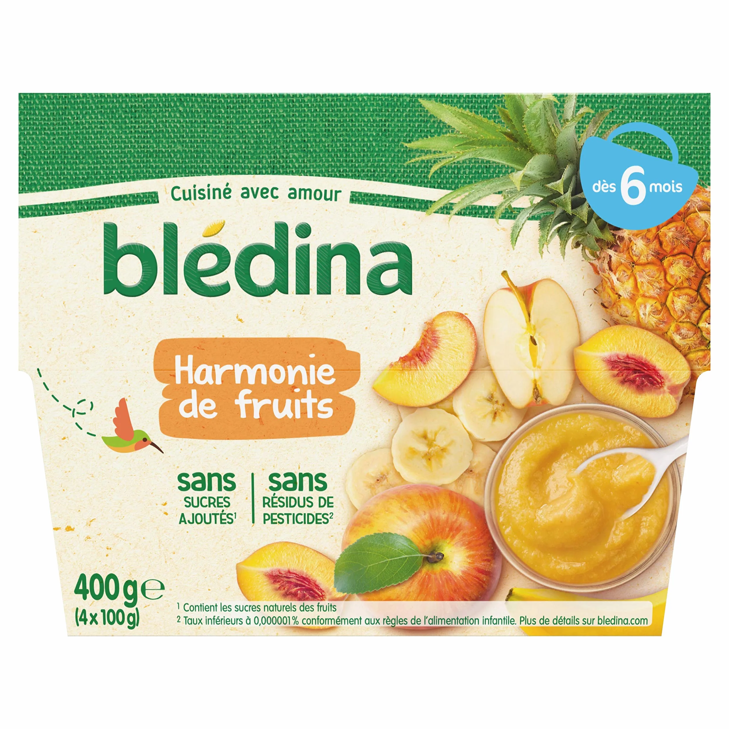 Blédina 4 Coupelles Harmonie de Fruits Dès 6 mois, 4 x 100g