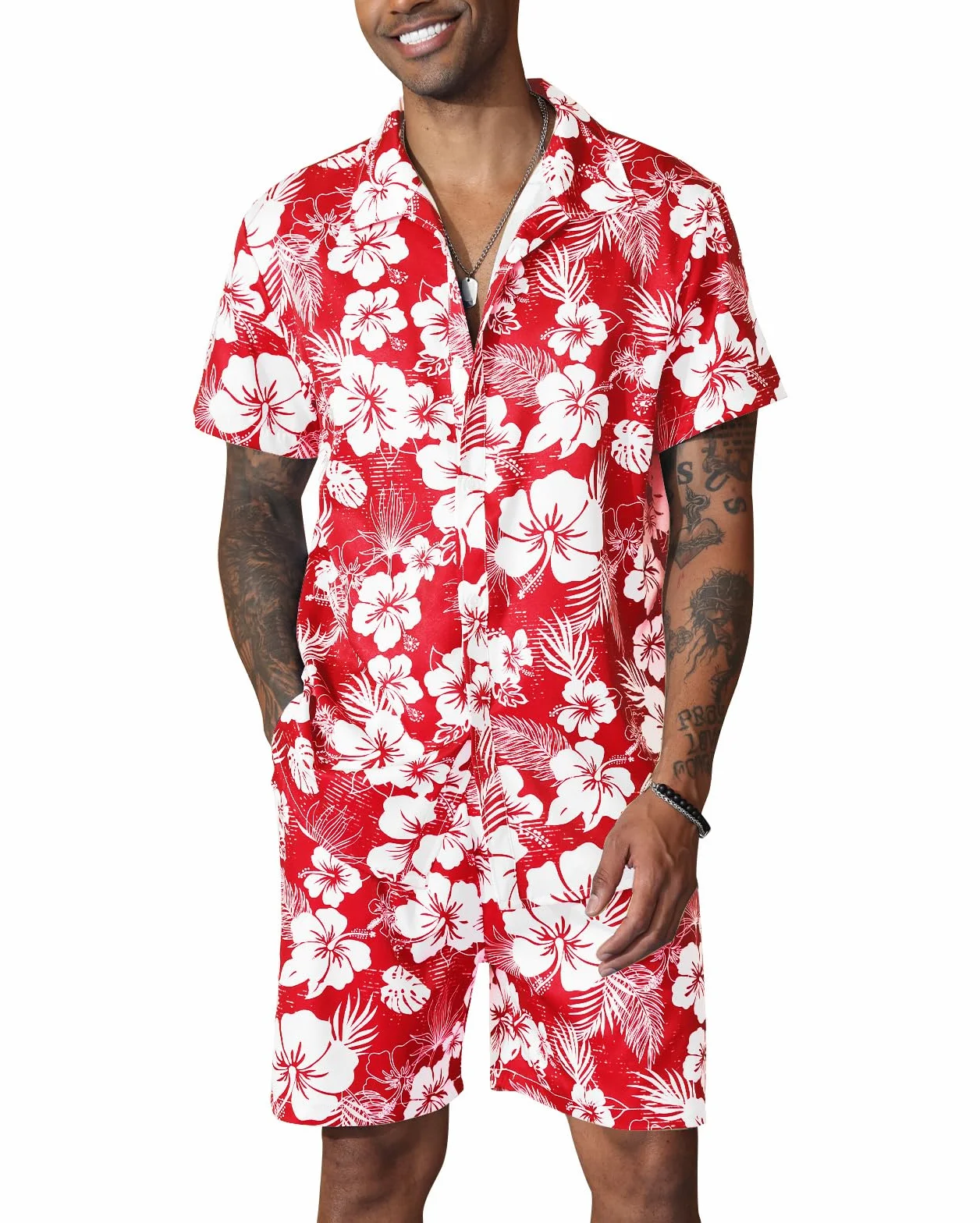 PRIVIMIX Chemise Hawaienne Homme Manches Courtes Fleurs Plage Été M-3XL