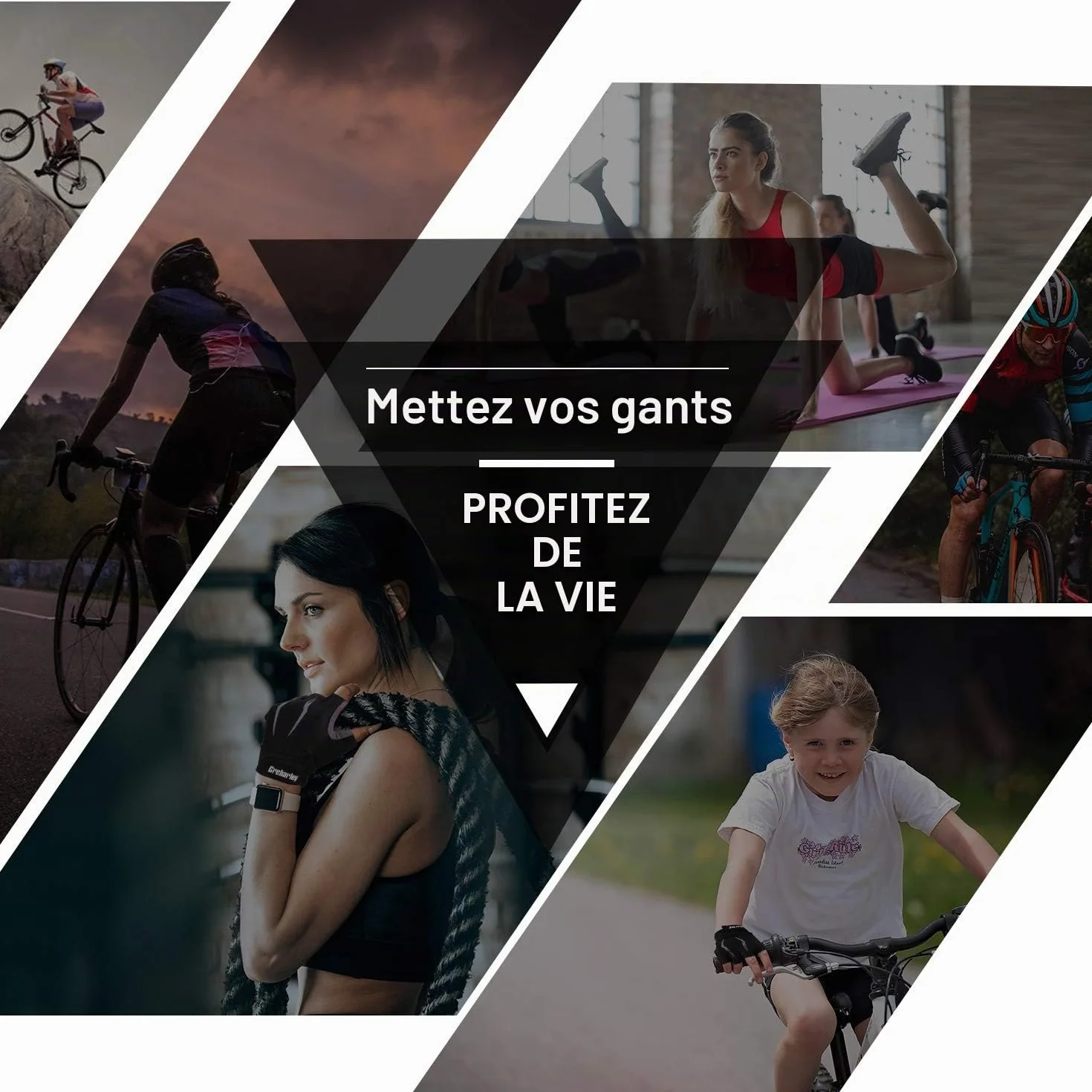 Grebarley Gants de Cyclisme Demi-Doigts Antidérapants Absorbant Chocs Respirants VTT