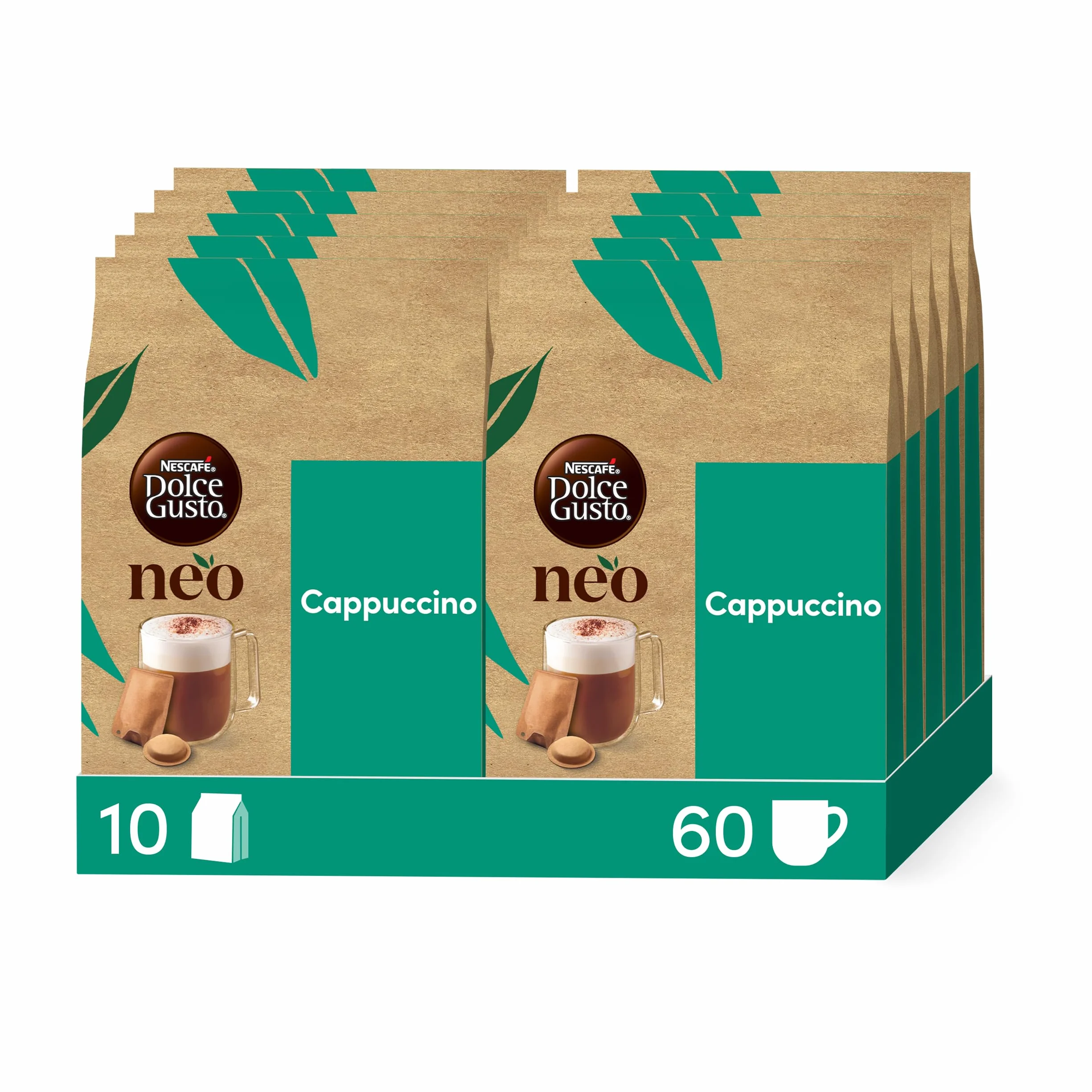 ‎Nescafé Dolce Gusto NEO Cappuccino - 30 Dosettes de café et 30 sachets de lait (5 boîtes de 6 dosettes et 6 sachets) - Compatibles uniquement avec les machines à café NESCAFÉ Dolce Gusto NEO