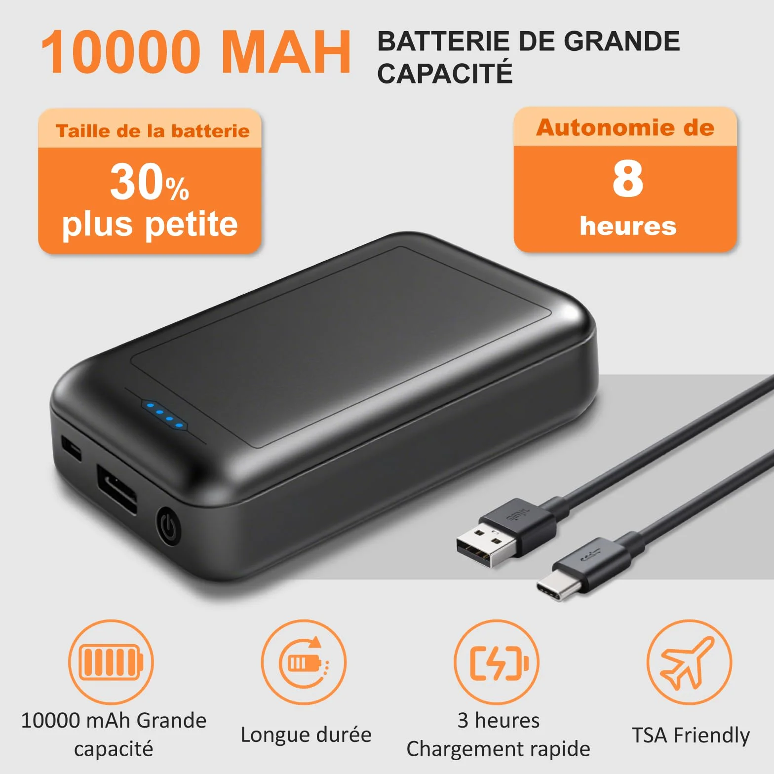 Seenlast Veste Chauffante Homme avec Batterie 10000mAh 5V, Chauffage 4 Zones 3 Niveaux, Lavable