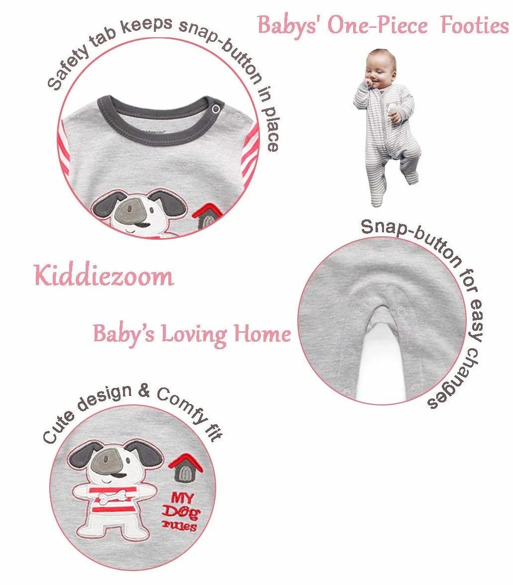 Kiddiezoom Lot de 3 bodies à manches courtes bio pour bébé garçon