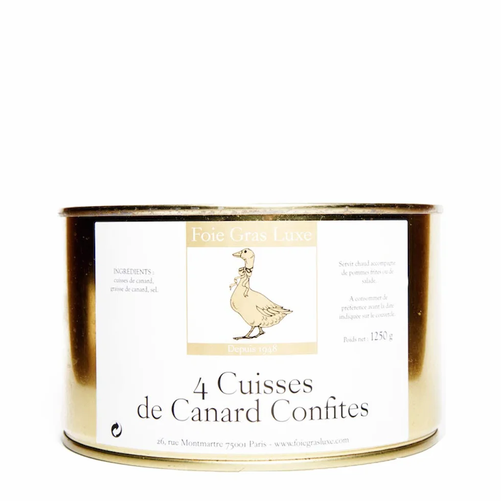 Confit de Canard du Sud-Ouest - 4 cuisses - 100% Landes FRANCE - SANS Conservateurs, SANS additifs, SANS OGM - 3/4 personnes (1.25)