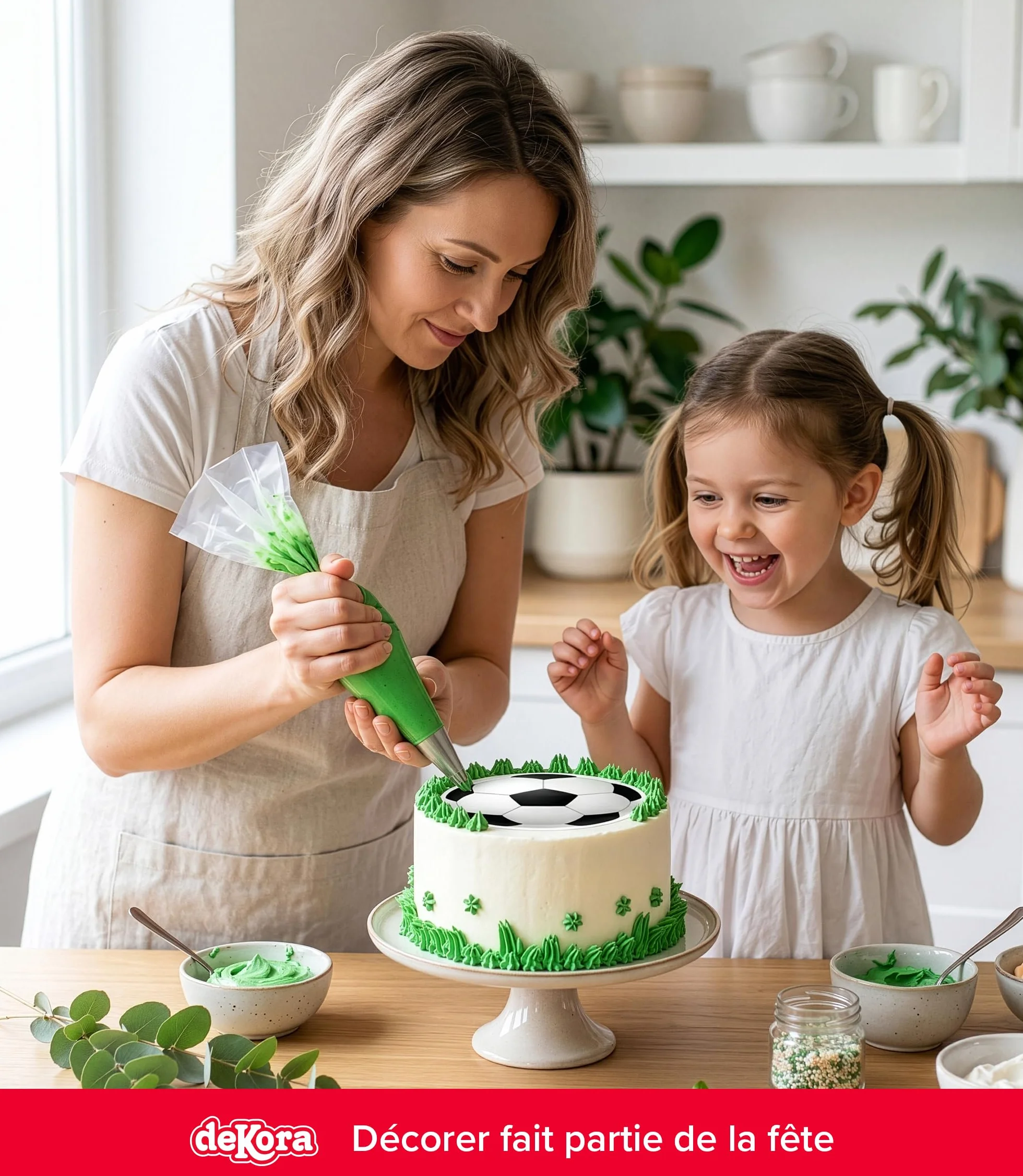 dekora - Décoration pour Gâteau d'Anniversaire d'Enfants - Disque Comestible Sans Sucre Ballon de Football | Diamètre 15,5 cm