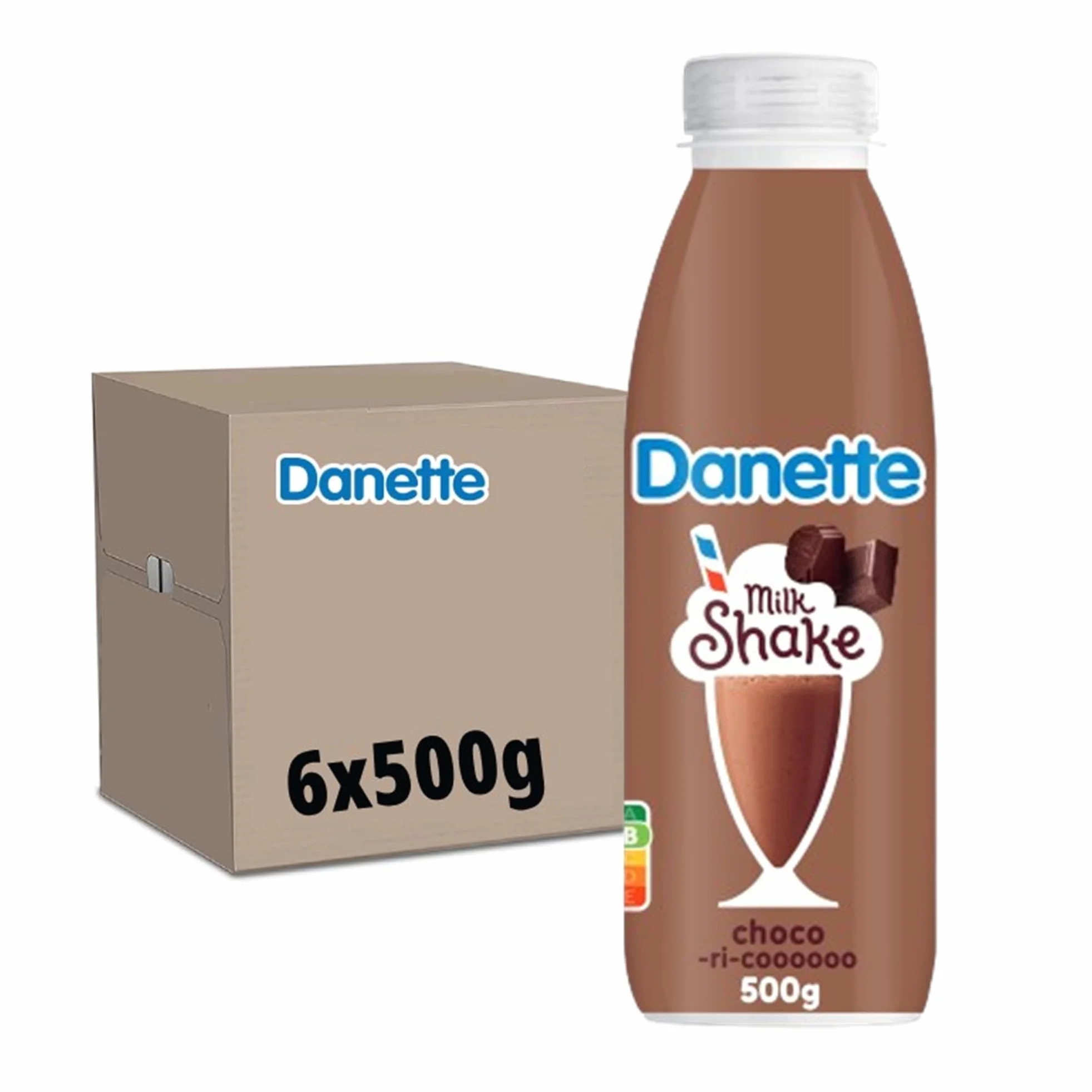 Danette Milkshake - Boisson gourmande - Saveur Chocolat - 500g - Lot de 6x500g