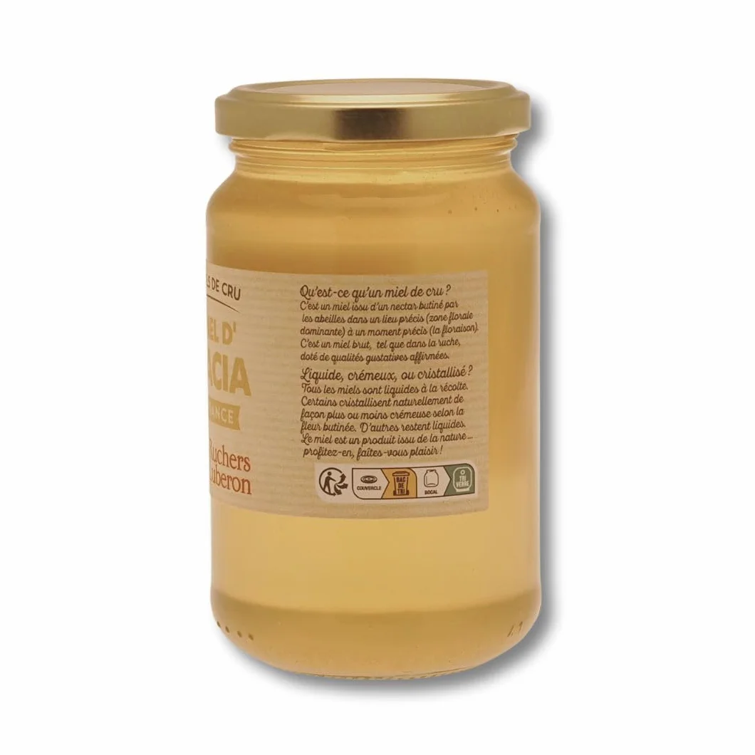 Les Ruchers du Luberon - Miel d’Acacia 500 g - Miel de Cru Francais Naturel - Pur - Non Filtré - Non Pasteurisé - Sans Additifs