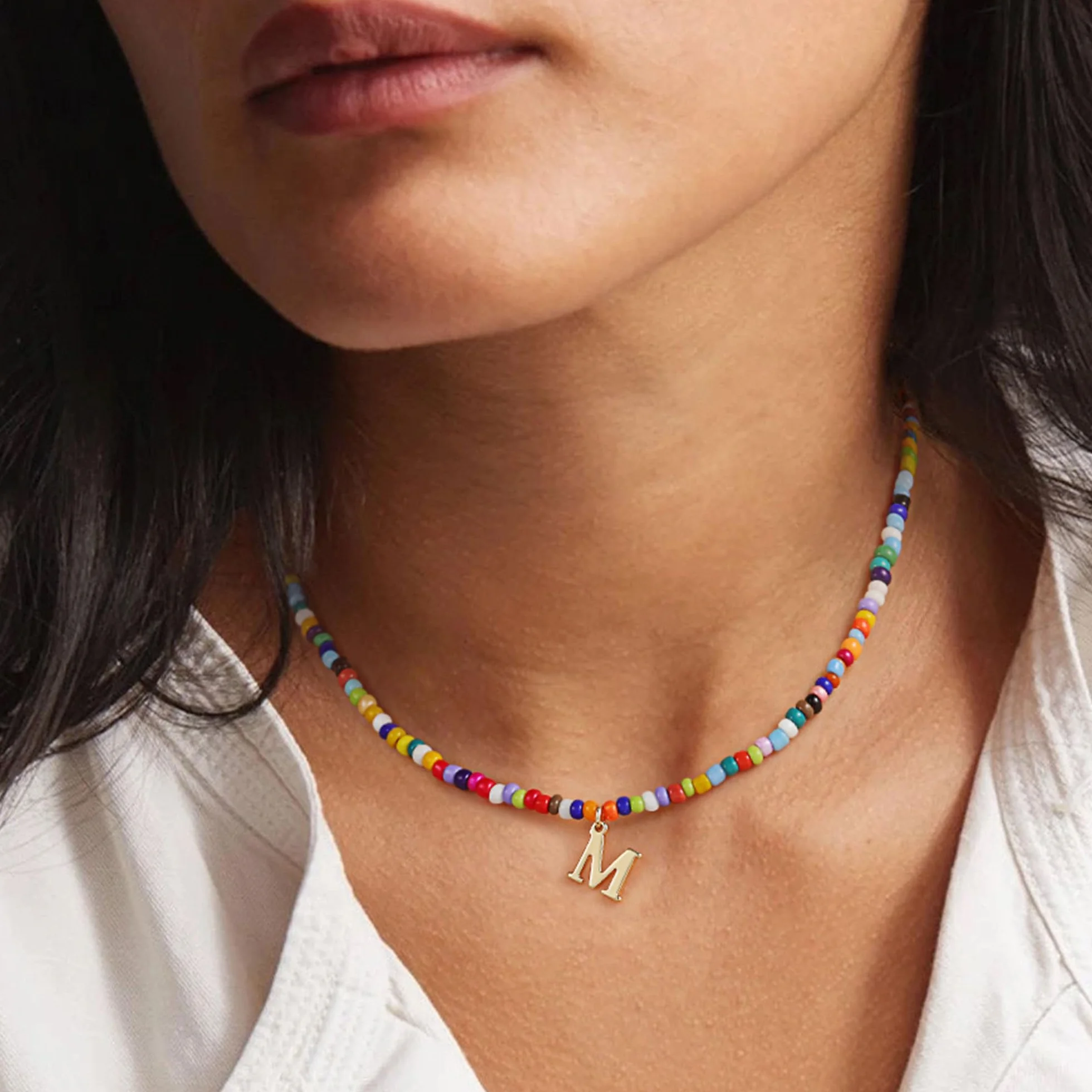 Collier Perle Personnalisé Fait à la Main Y2k Bohème pour Fille Femme Adolescentes