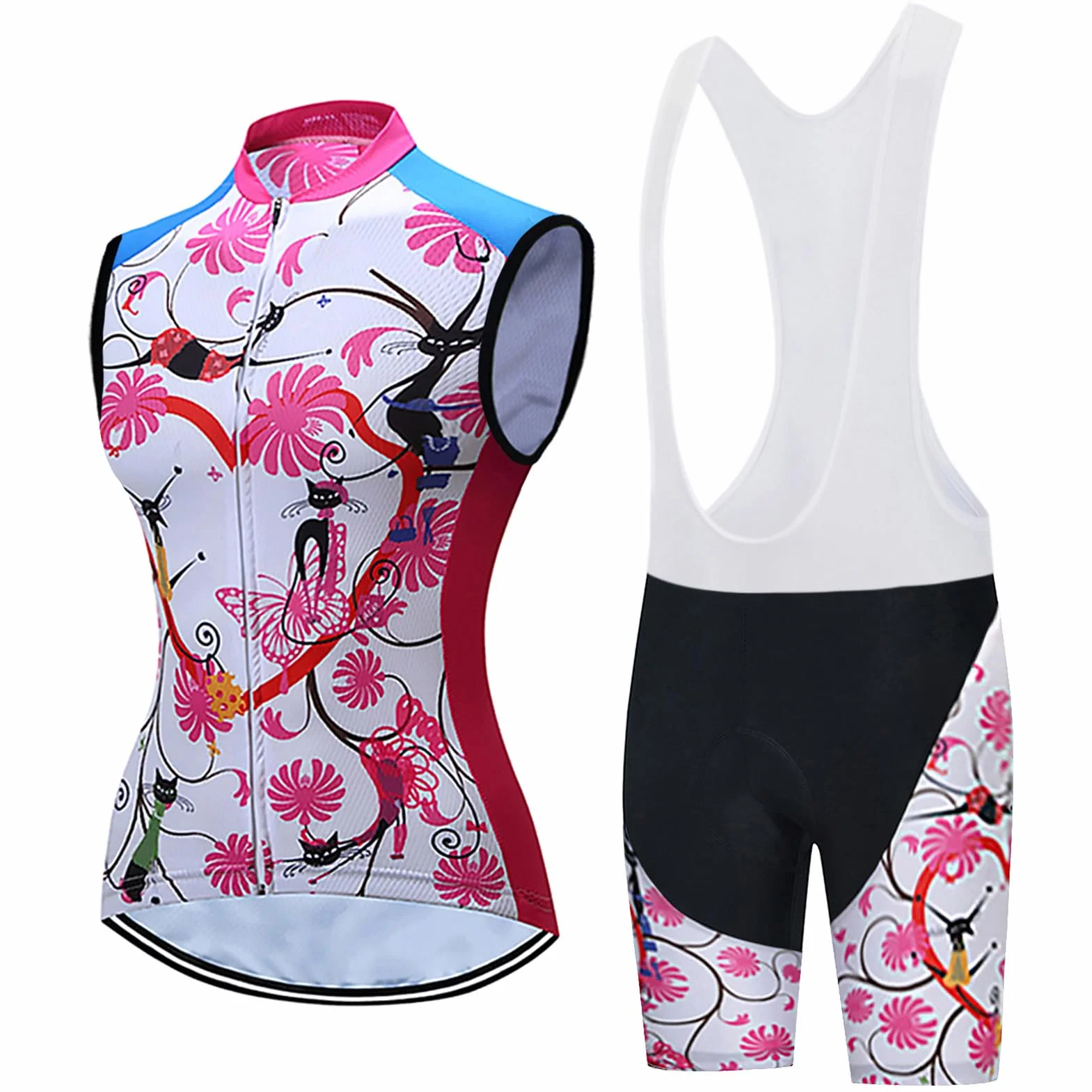 Maillot Cyclisme Femme Été sans Manches MTB Gilet Cuissard Bretelle 9D Coussin Gel Ensemble Cycling Sleeveless Respirant Séchage Rapide