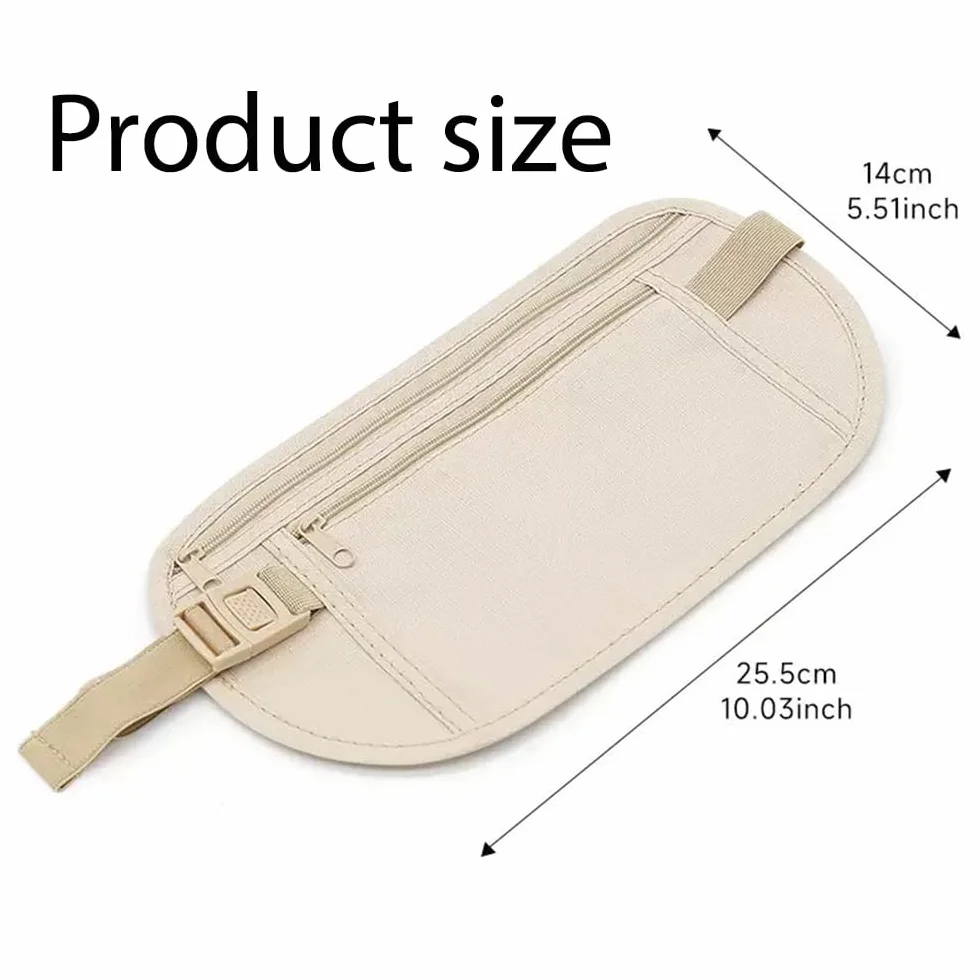 Ceinture Porte-Billets Antivol Voyage, Portefeuille Dissimulé Homme Femme - Protection Argent Cartes Passeport Téléphone