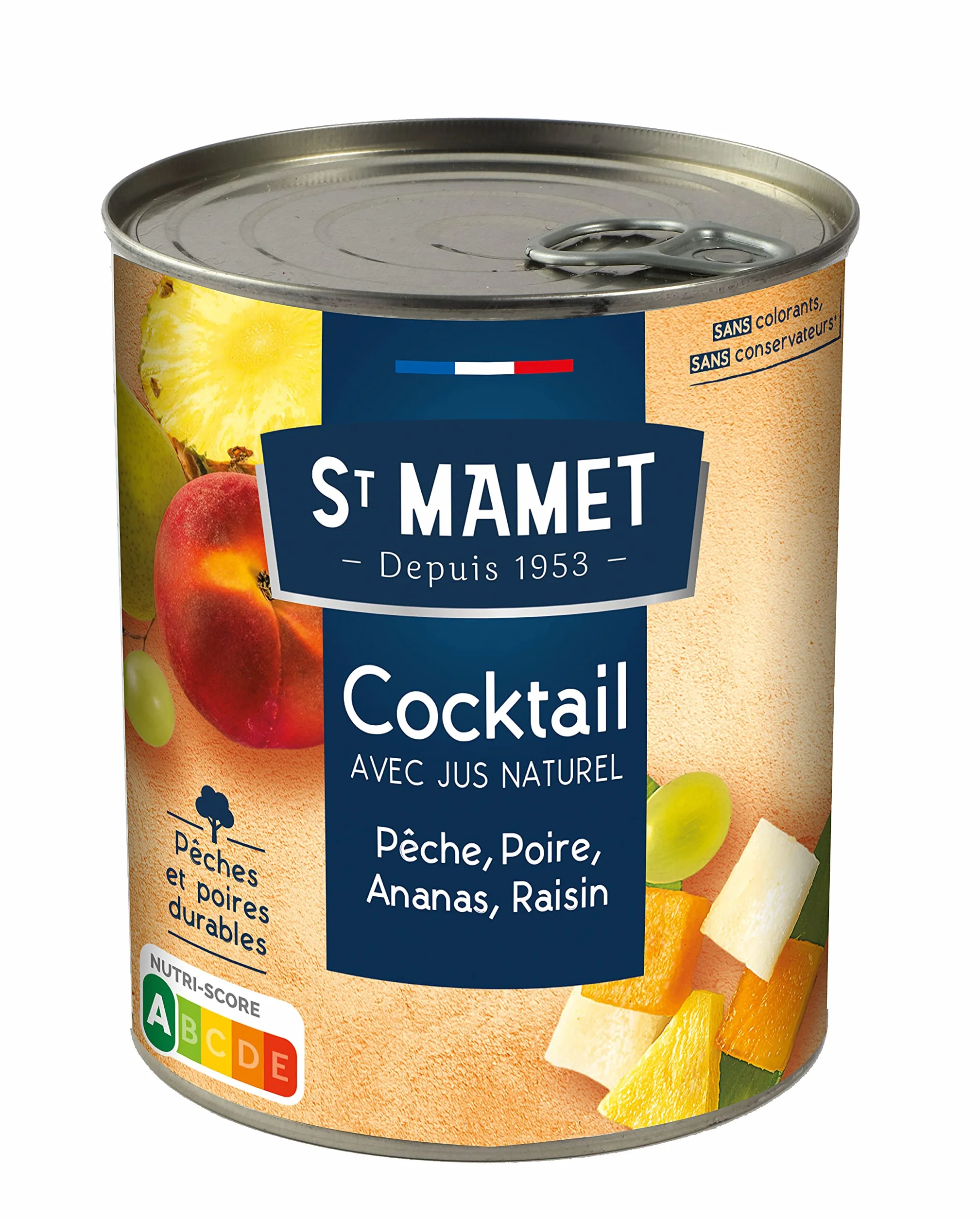 ST MAMET Depuis 1953 Cocktail Pêche, Poire, Ananas, Raisin 850g - Lot de 4