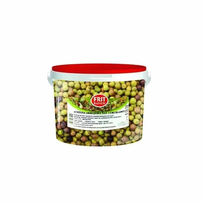 Olives vertes Arbequina - Idéales pour les apéritifs et les collations Olives assaisonnées - Seau de 5 kg