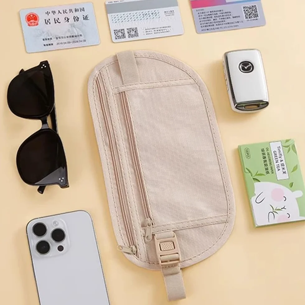 Ceinture Porte-Billets Antivol Voyage, Portefeuille Dissimulé Homme Femme - Protection Argent Cartes Passeport Téléphone