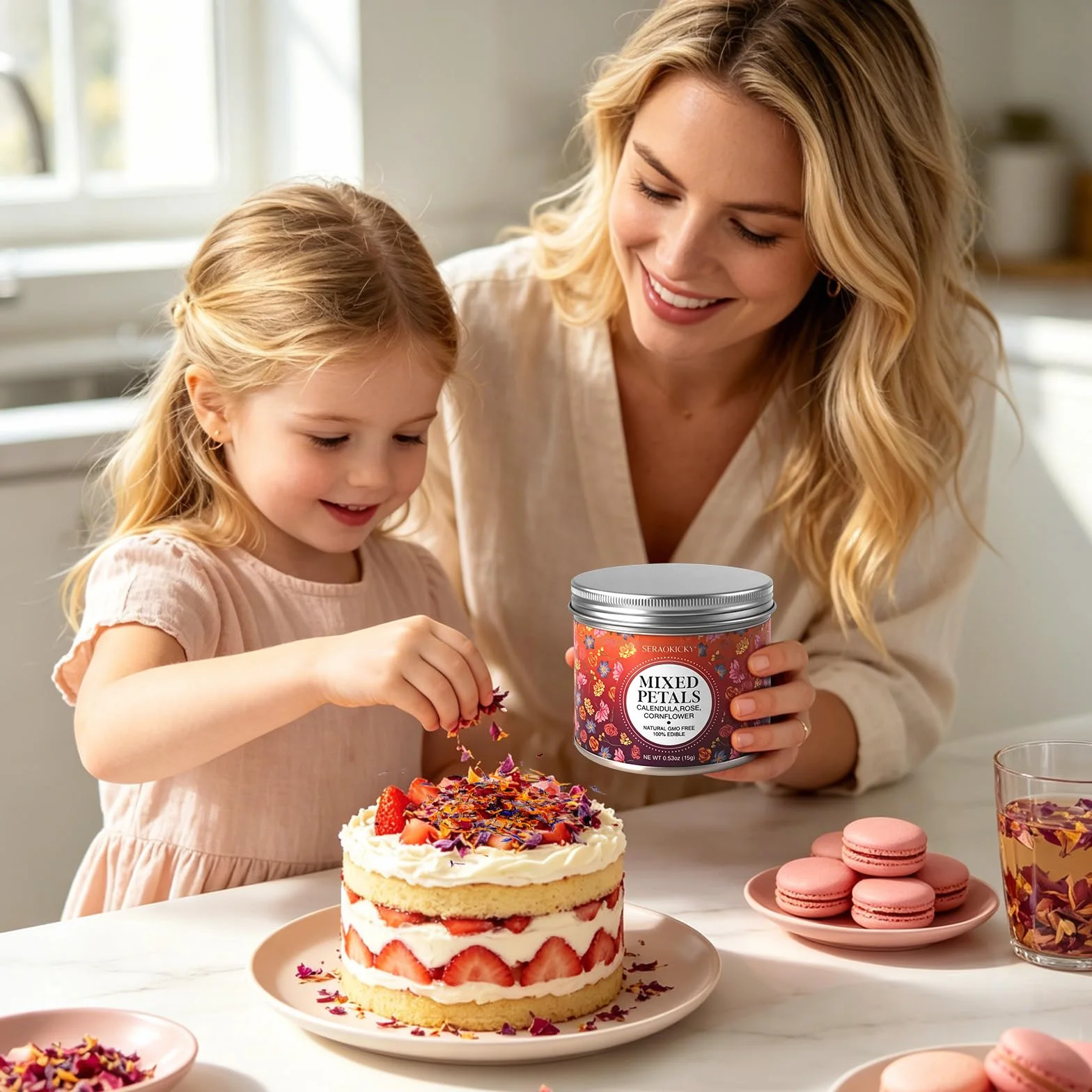 Fleurs Comestibles Bio Sches 15g | Mlange Ptales de Rose,Souci,Bleuet | Dcoration Naturelle Aromatique pour Gateaux,Cocktails,Savons Artisanaux & Bougies | Idal pour Crations Culinaires et DIY