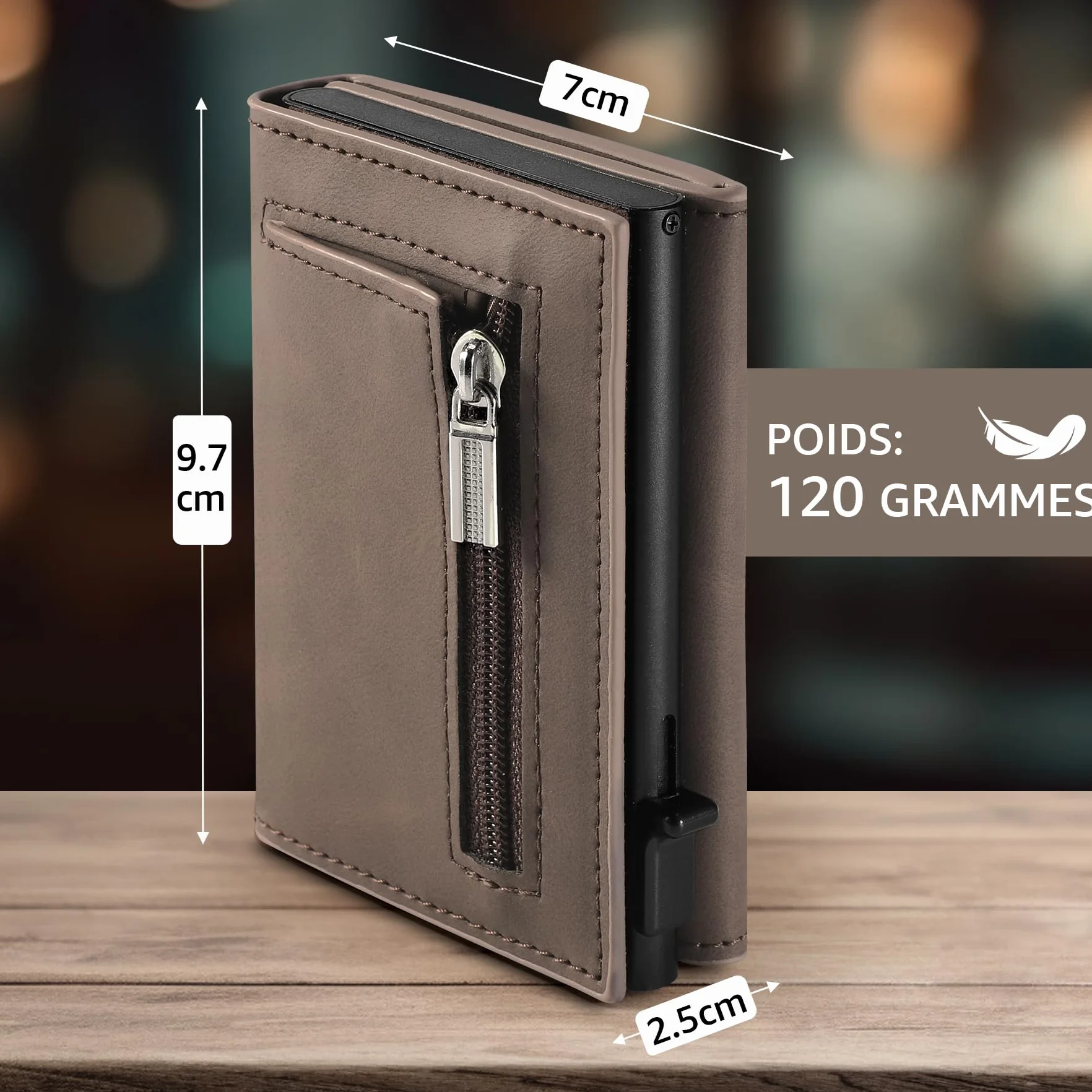 Portefeuille Homme Blocage RFID Cuir Porte Carte 9 Cartes Marron