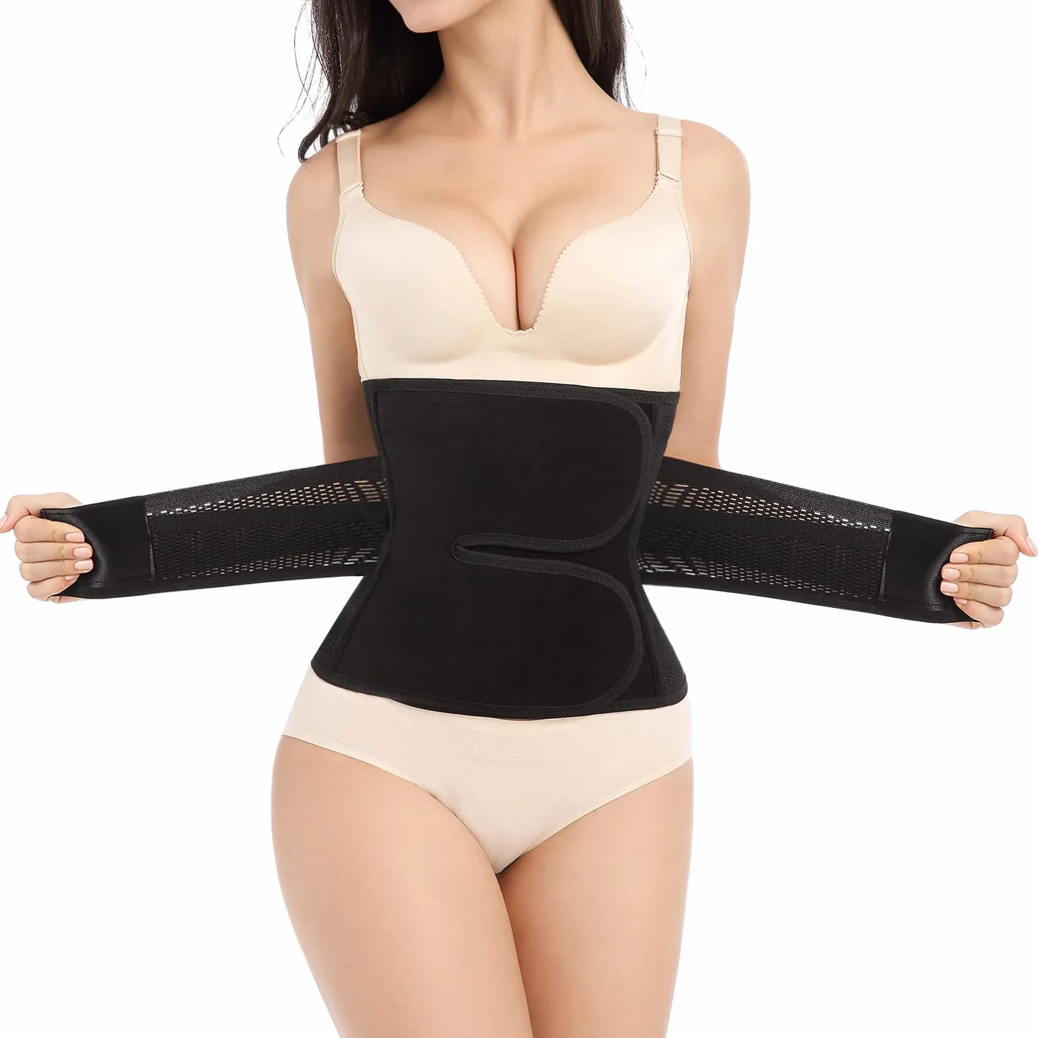 Trendyline Ceinture ventrale post-partum Ajustable Respirante pour Femmes Noir Moyen