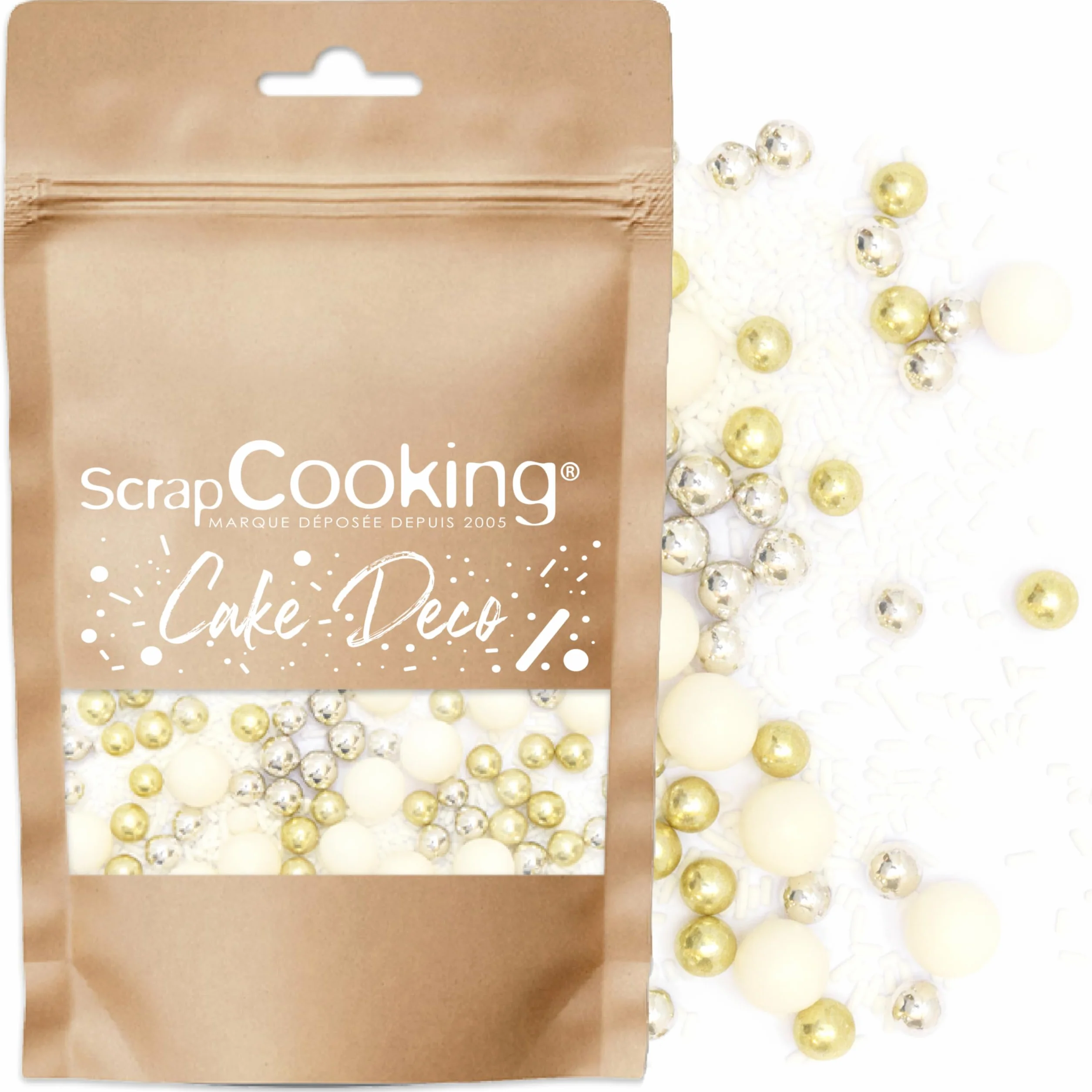 ScrapCooking - Décors Sucrés Féerique 80g - Doré, Argent, Blanc - Perles en Sucre Décoration Pâtisserie, Desserts, Gâteaux, Biscuits, Cupcakes, Anniversaires - Cake Design - 7445