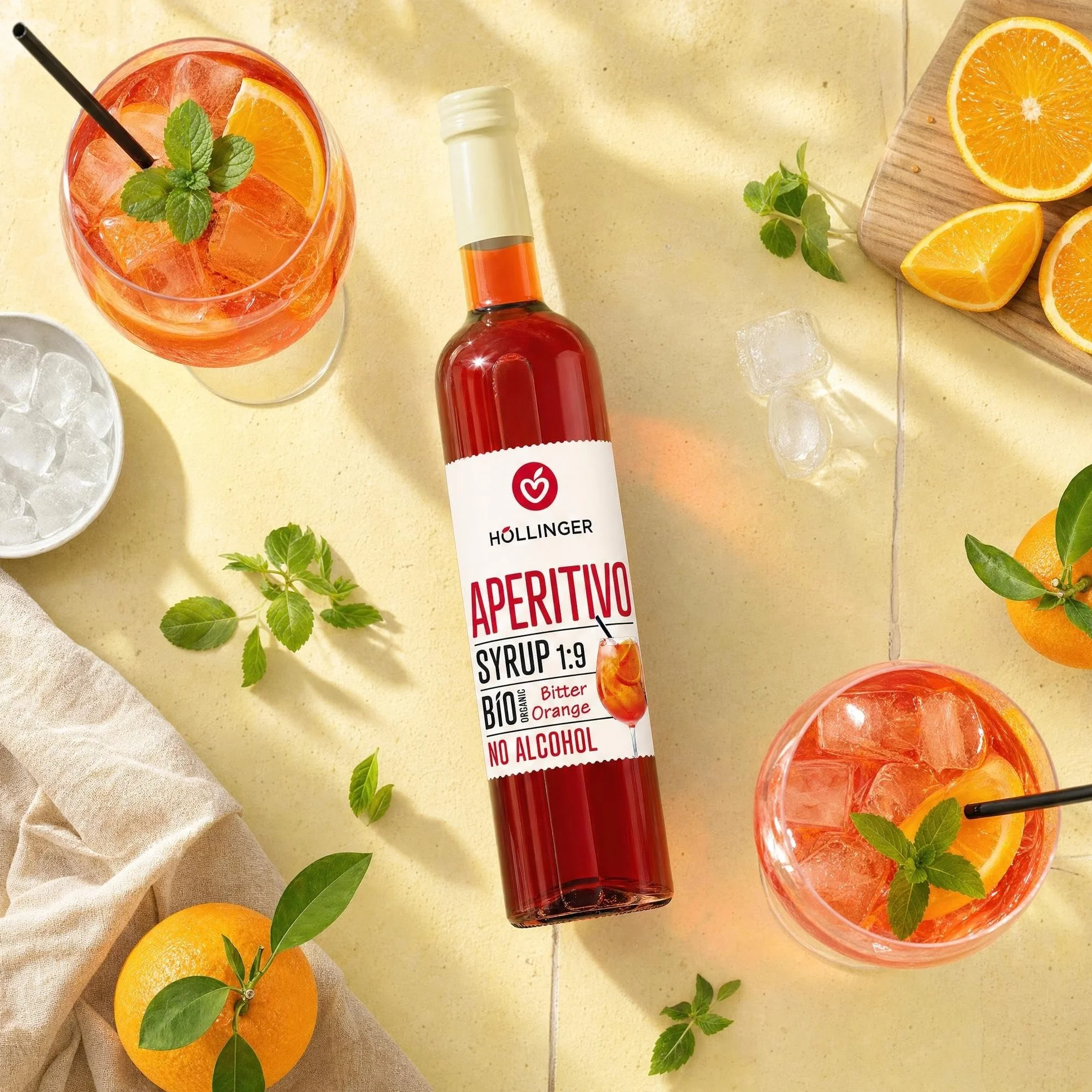 Höllinger Sirop à cocktail bio aperitivo - vegan, bouteille en verre 3x500ml - cocktail sans alcool