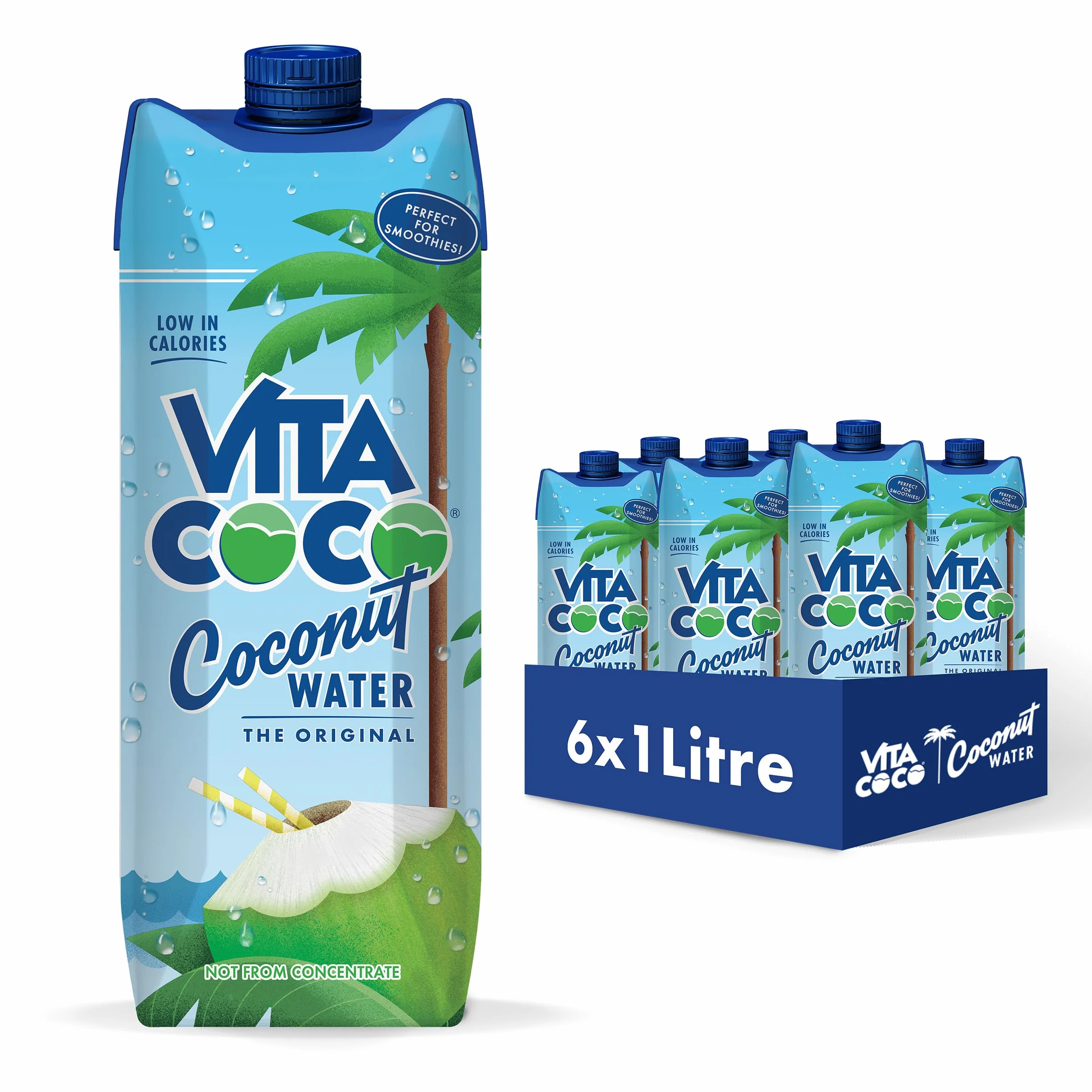 Vita Coco - Eau De Coco Pur (1L x 6) - Naturellement Hydratante - Remplie D'électrolytes - Sans Gluten - Plein De Vitamine C Et De Potassium