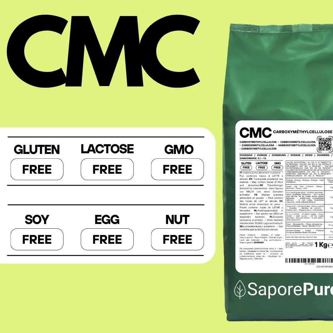Saporepuro CMC 1 kg - utilisé pour modeler la pâte à sucre - colle alimentaire - pour créer des gels - pour la crème glacée