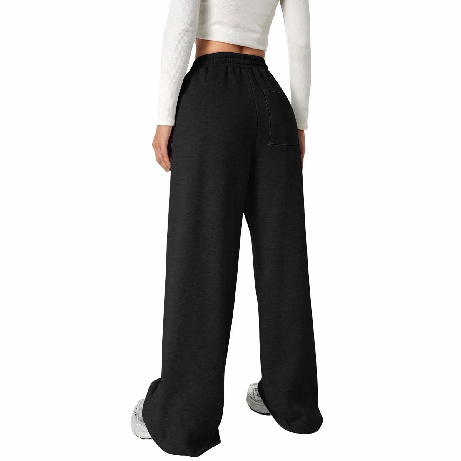 Pantalon jogging Filles Baggy avec Nœud Taille Élastique Cordon de Serrage Poches Jambe Large Couleur Unie Enfants Ado 4-16 Ans
