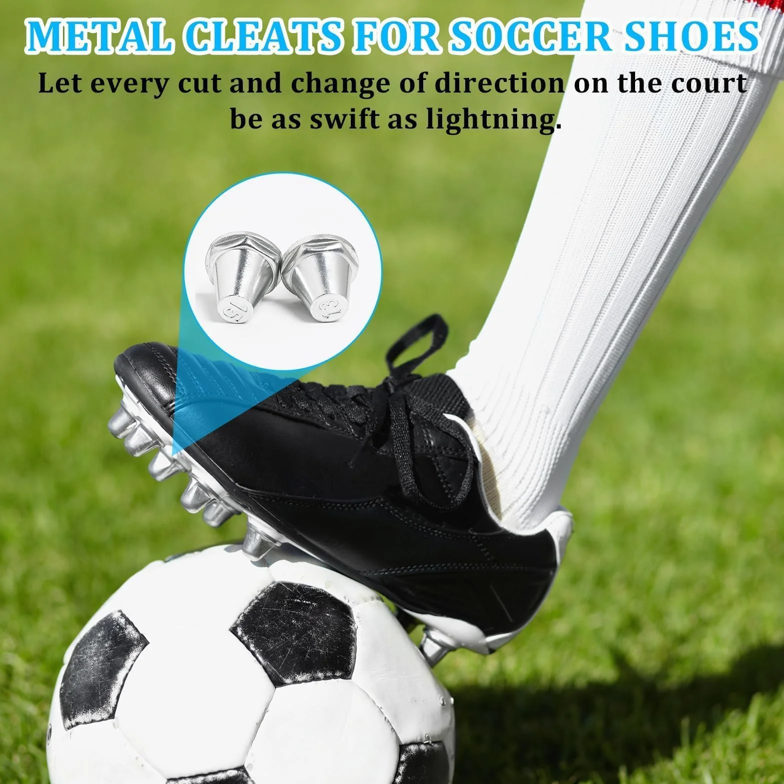 Crampons Football 13/15mm Compatibles adidas M5 Rugby Métal Argent avec Clé