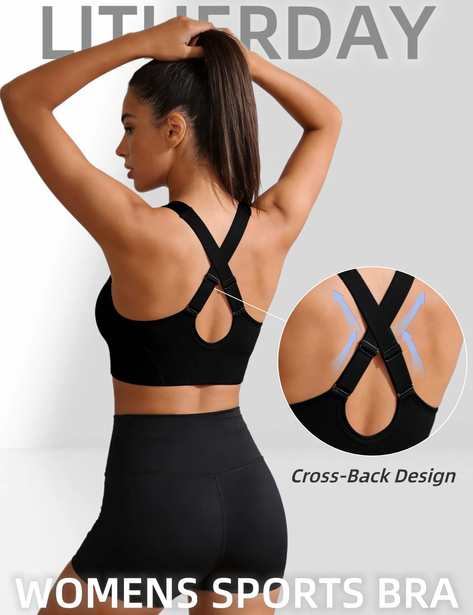 Brassiere Sport Femme Maintien Fort sans Armature Coussinets Amovibles Yoga Course Fitness