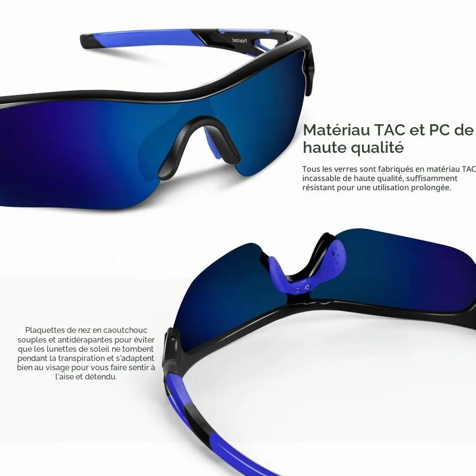 BEACOOL Lunettes de Soleil Sport Polarisées Homme Femme UV400 Protection Cyclisme Velo