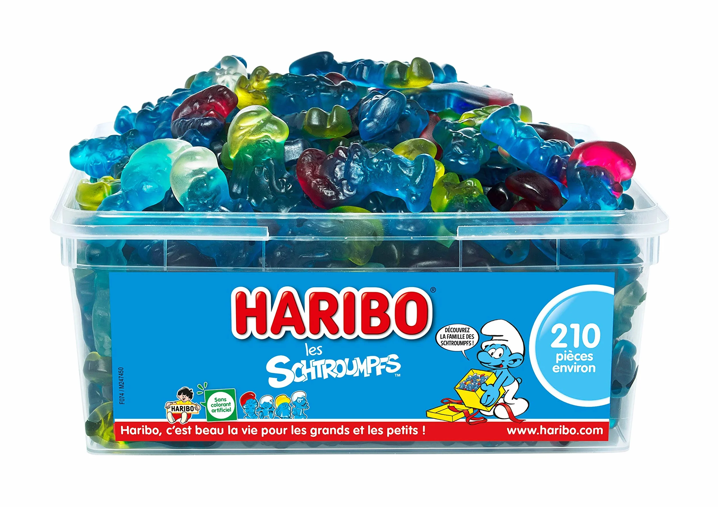 HARIBO - Les Schtroumpfs - Bonbons Sans Colorants Artificiels - Boîte de 210 Bonbons