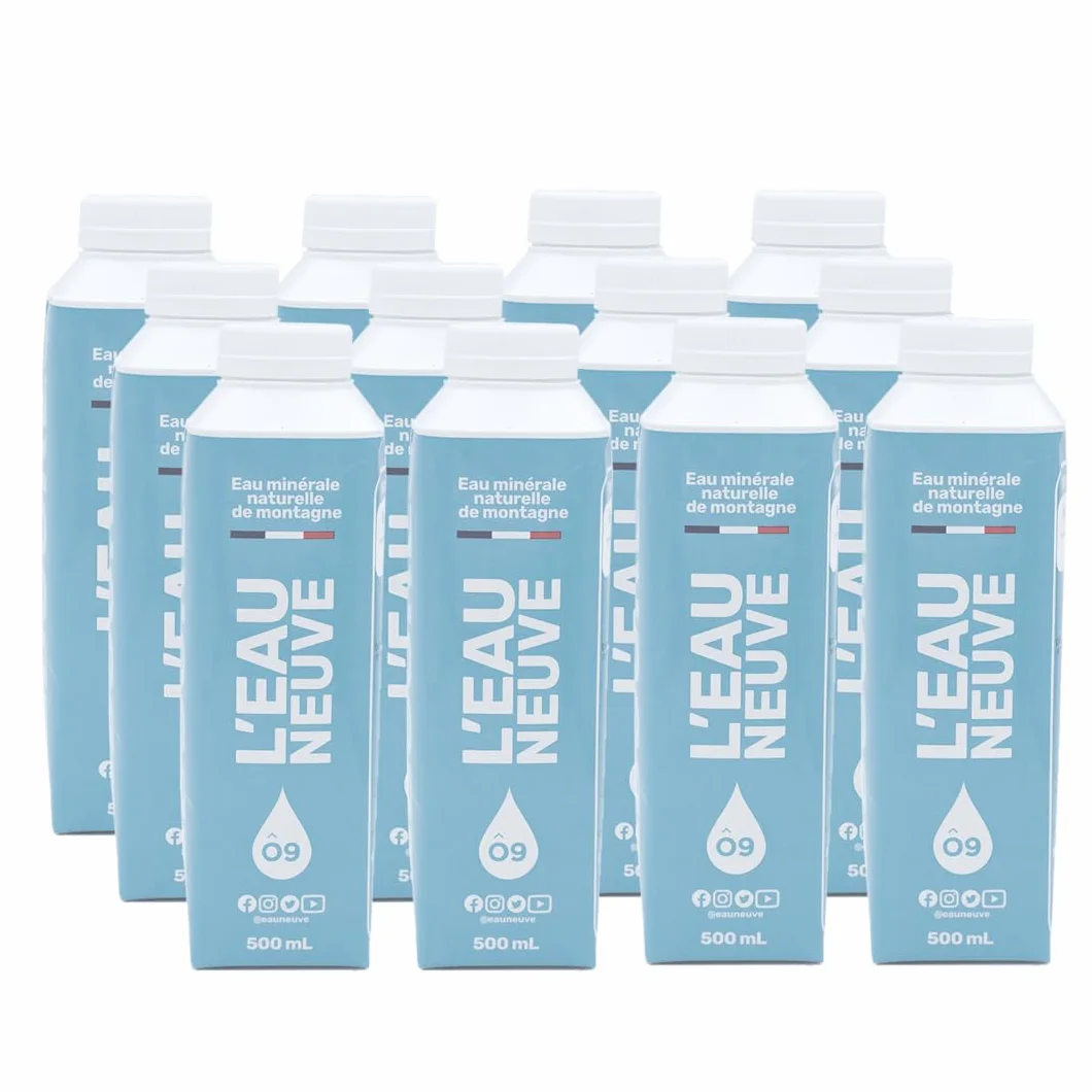 Tétra Eau Neuve Bleue 12 Bouteilles x 50cl | Eau minérale naturelle naturellement pure à la source de Pédourès