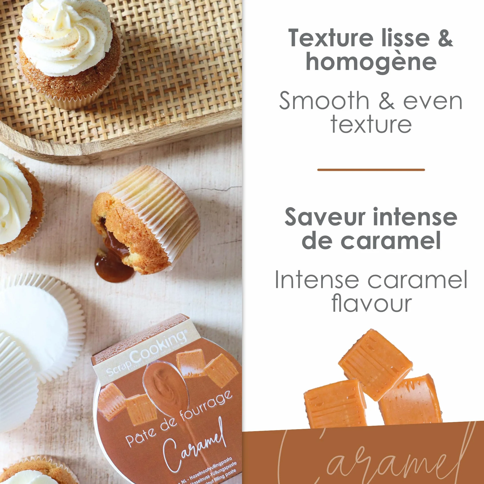 ScrapCooking - Pâte de Fourrage Caramel 200 g - Pour Fourrer Tablettes, Éclairs, Macarons, Gâteaux, Bûches de Noël, Cookies, Cheesecakes & Pâtisseries - 4640