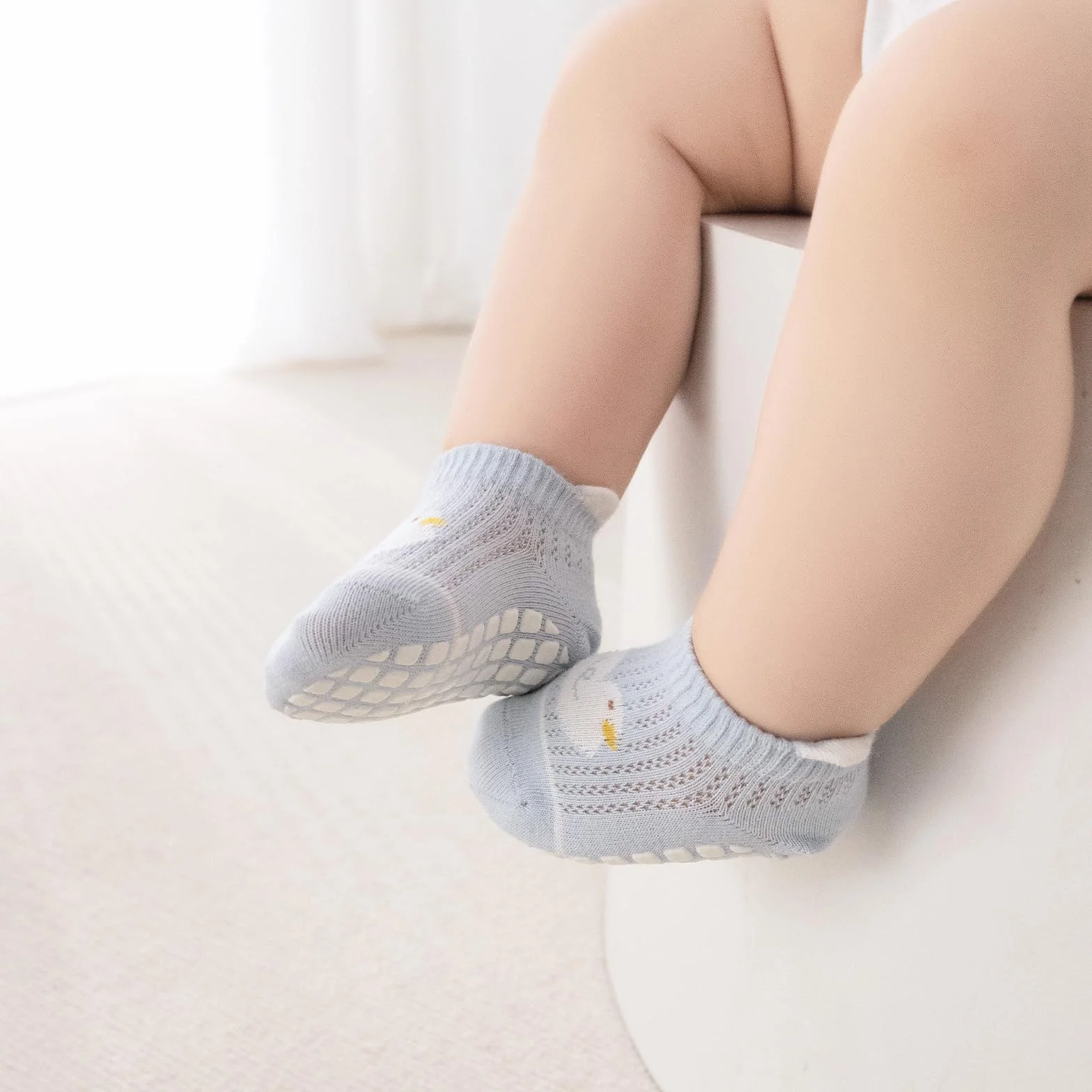 Chaussettes Antidérapantes en Coton Respirant 5 Paires Bébé Enfants Garçons Filles Multicolore