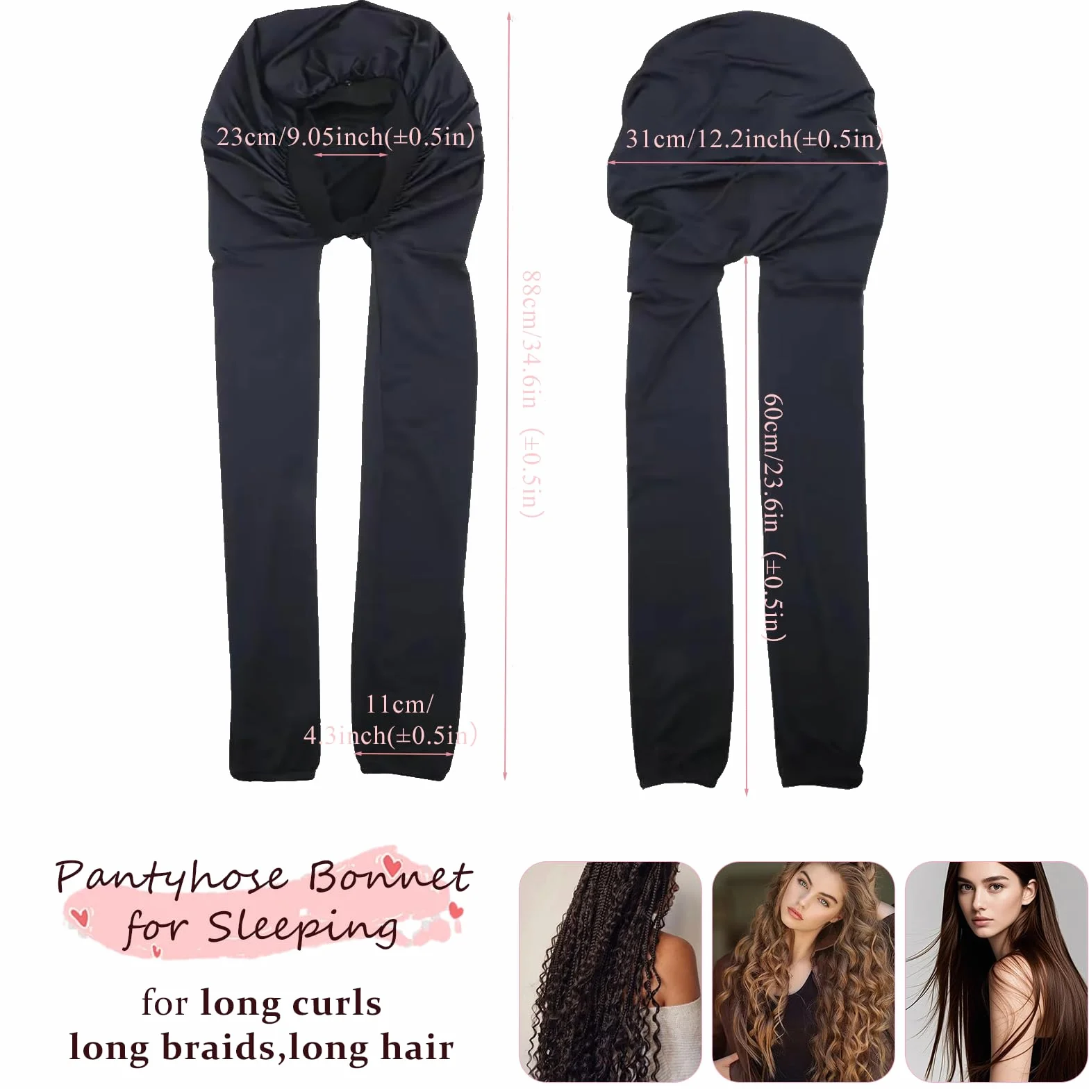Bonnet de Nuit en Soie pour Femmes Cheveux Longs 2-en-1 Respirant Tresses Bouclés