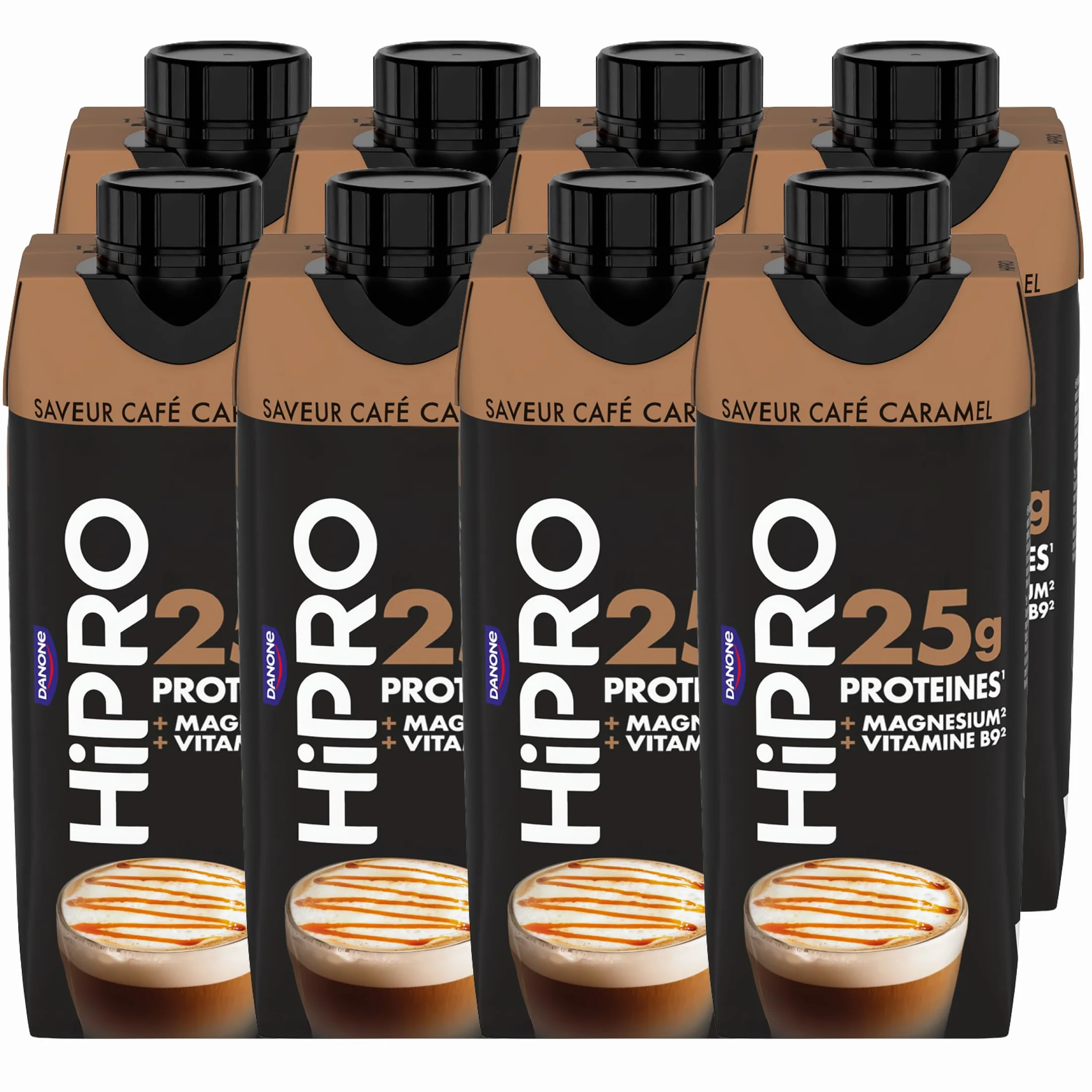 Hipro - Boisson protéinée goût caramel café - 330ml - Lot de 8x330ml