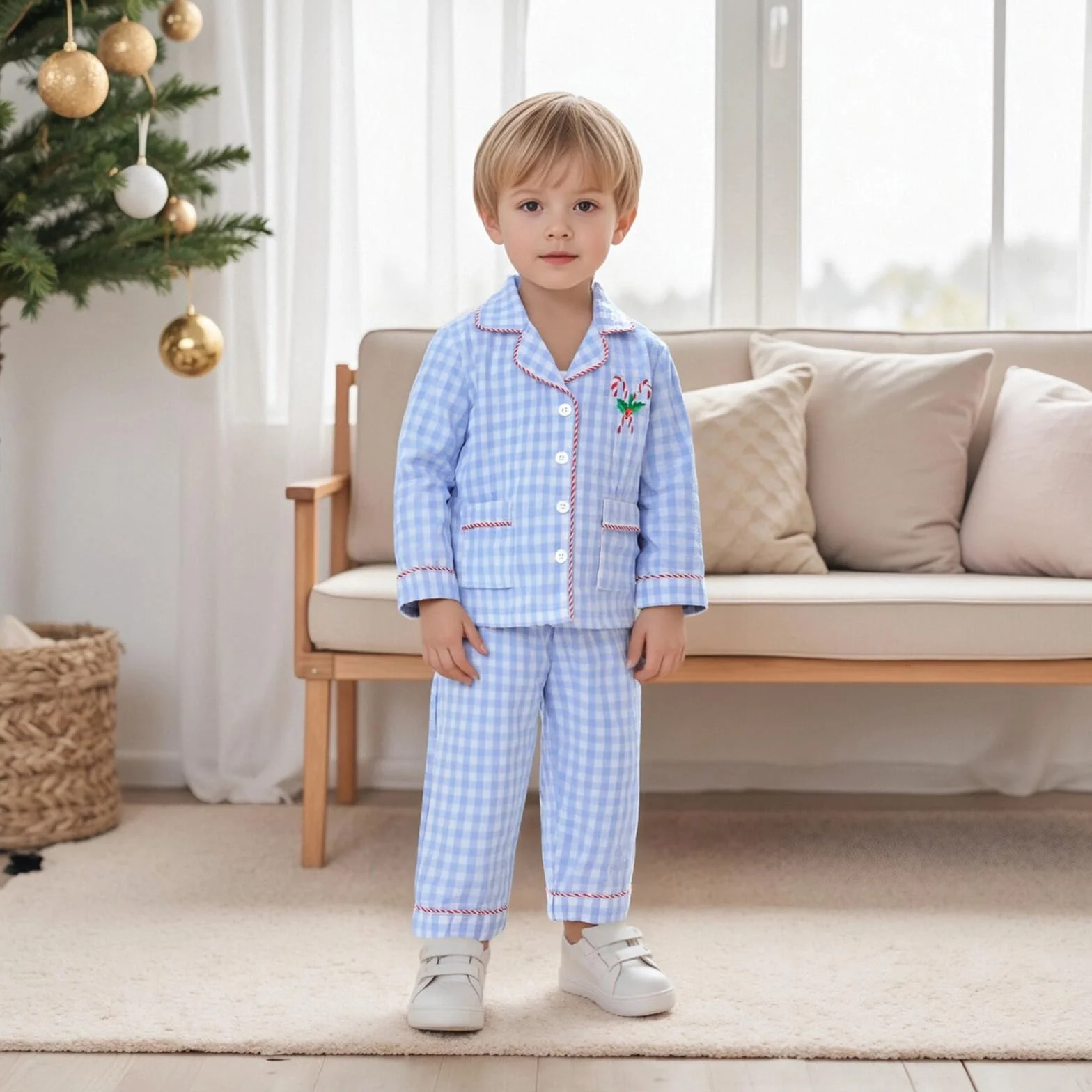 Carolilly Ensemble Pyjama Noël Enfant Garçon Fille Carreaux