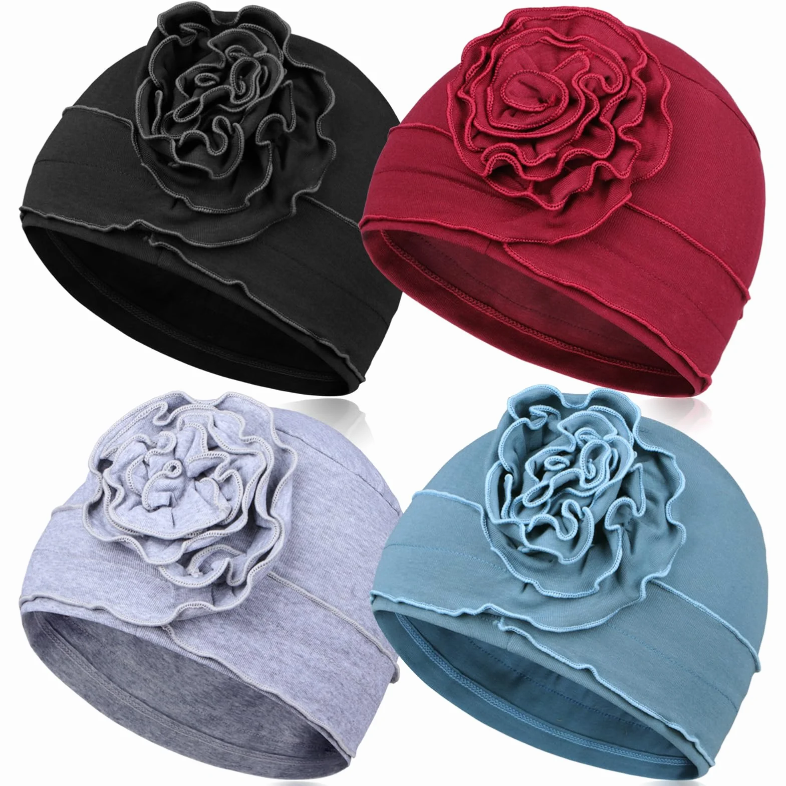Bonnets en Coton pour Chimiothérapie Femme, Couvre-Chef Respirant Élastique pour Perte de Cheveux